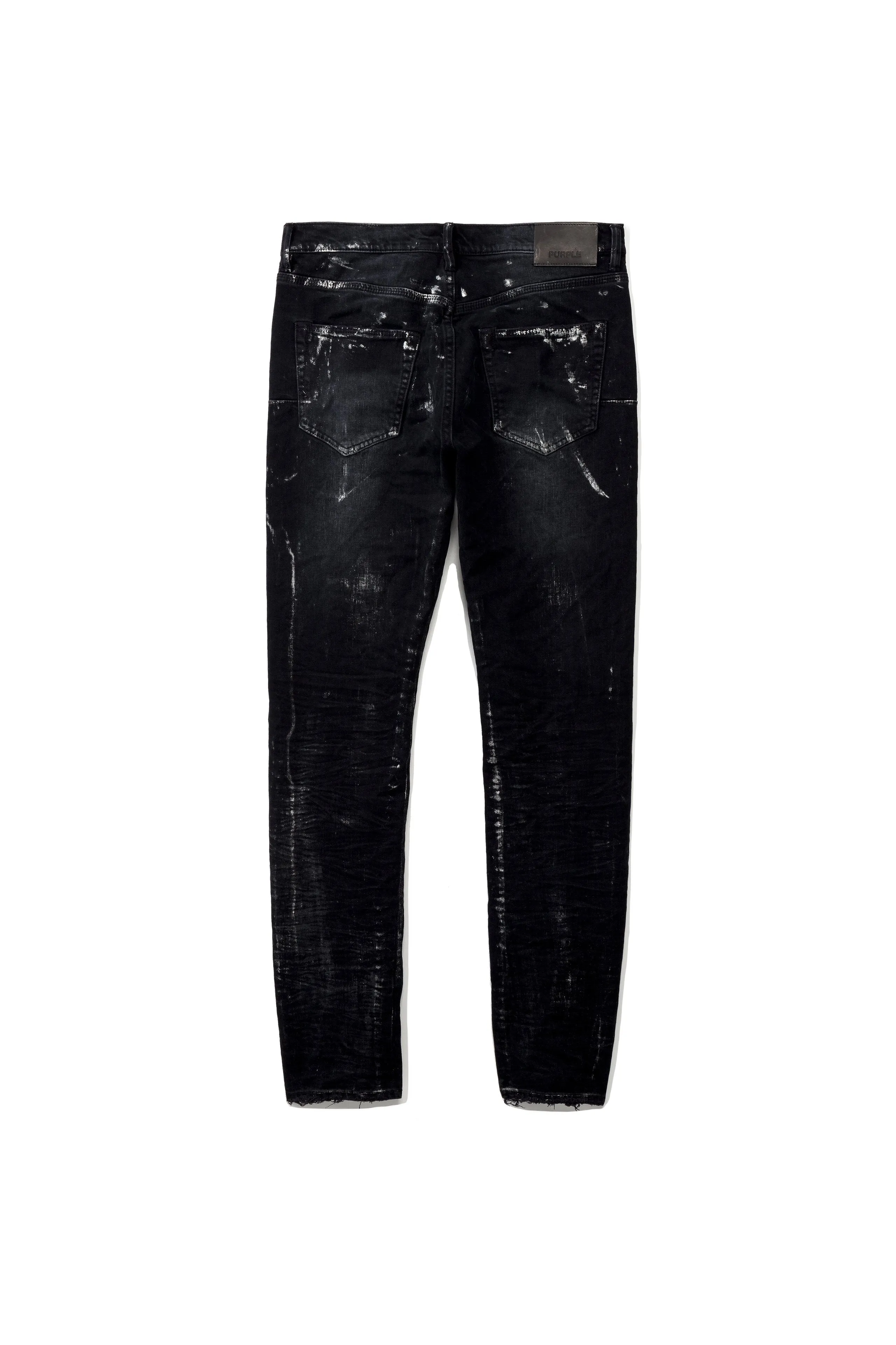 Purple - P001 Low Rise Skinny Jean Black Wash Metallic Silver