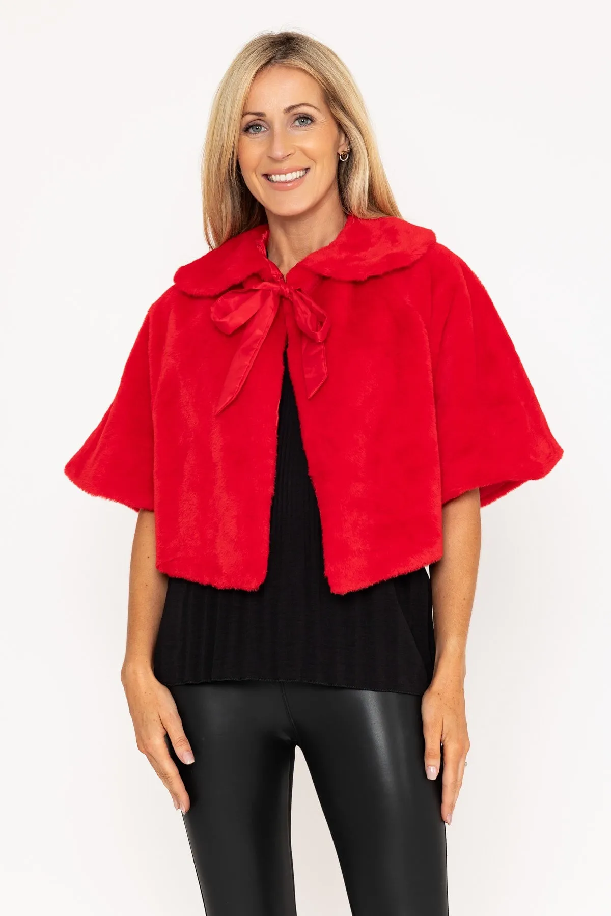 Red Faux Fur Cape