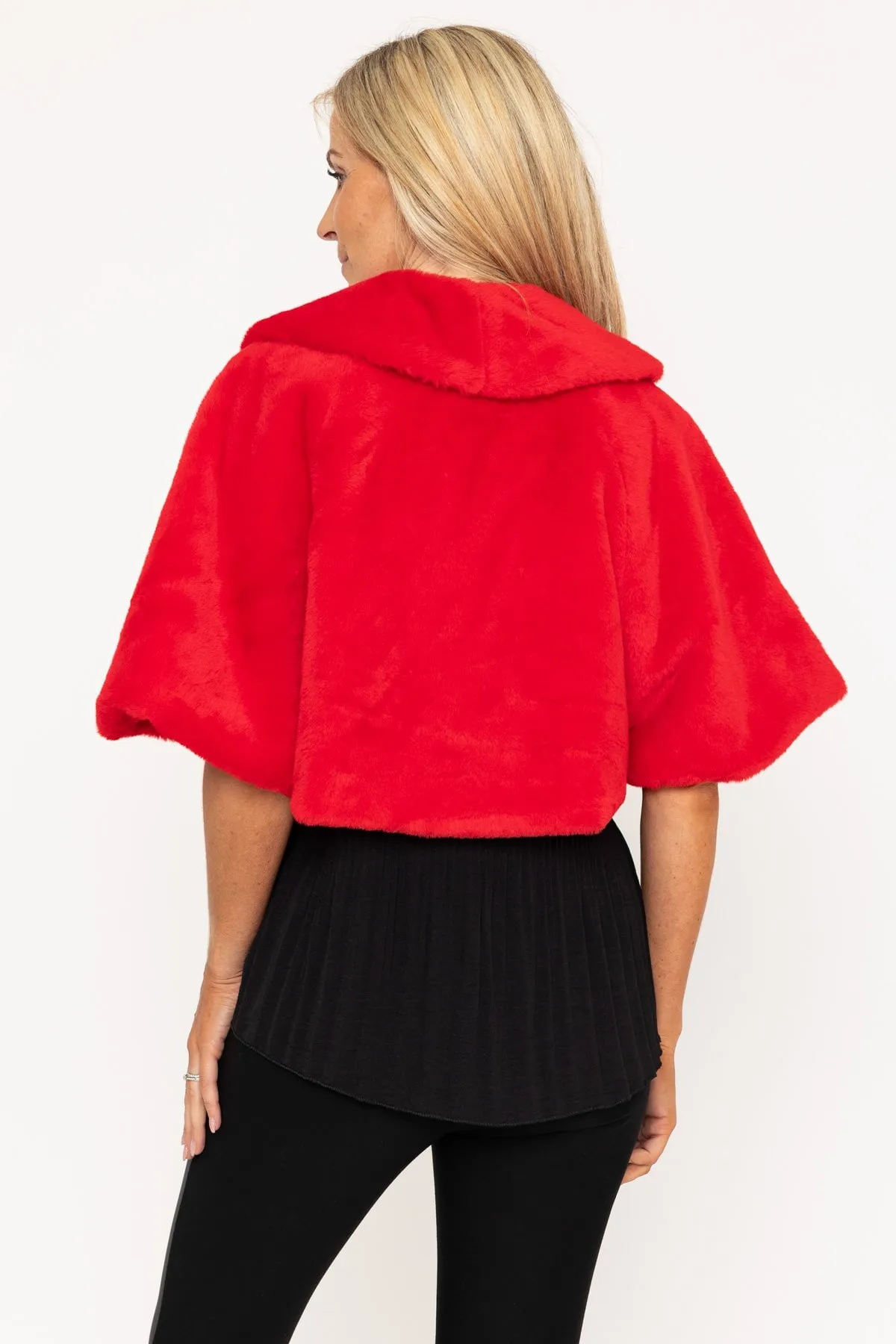 Red Faux Fur Cape