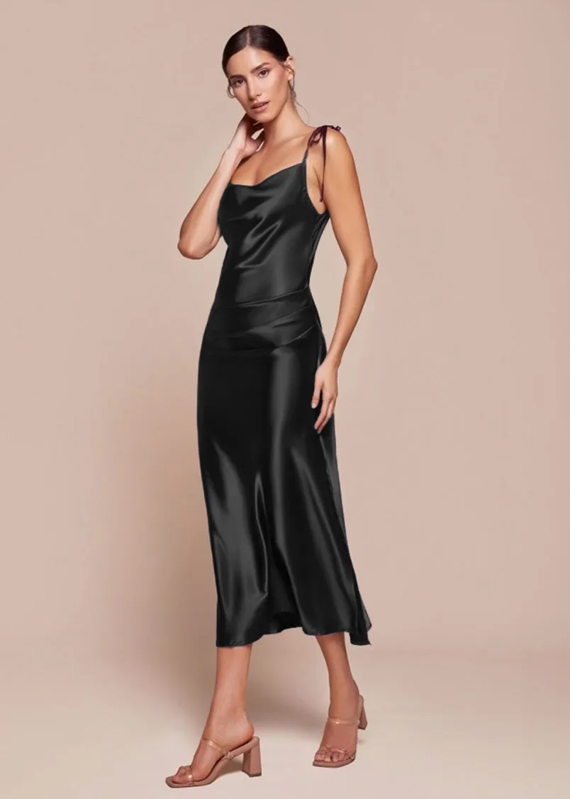 Rosie Satin Slip Cowl Neck Midi Dress Sienna