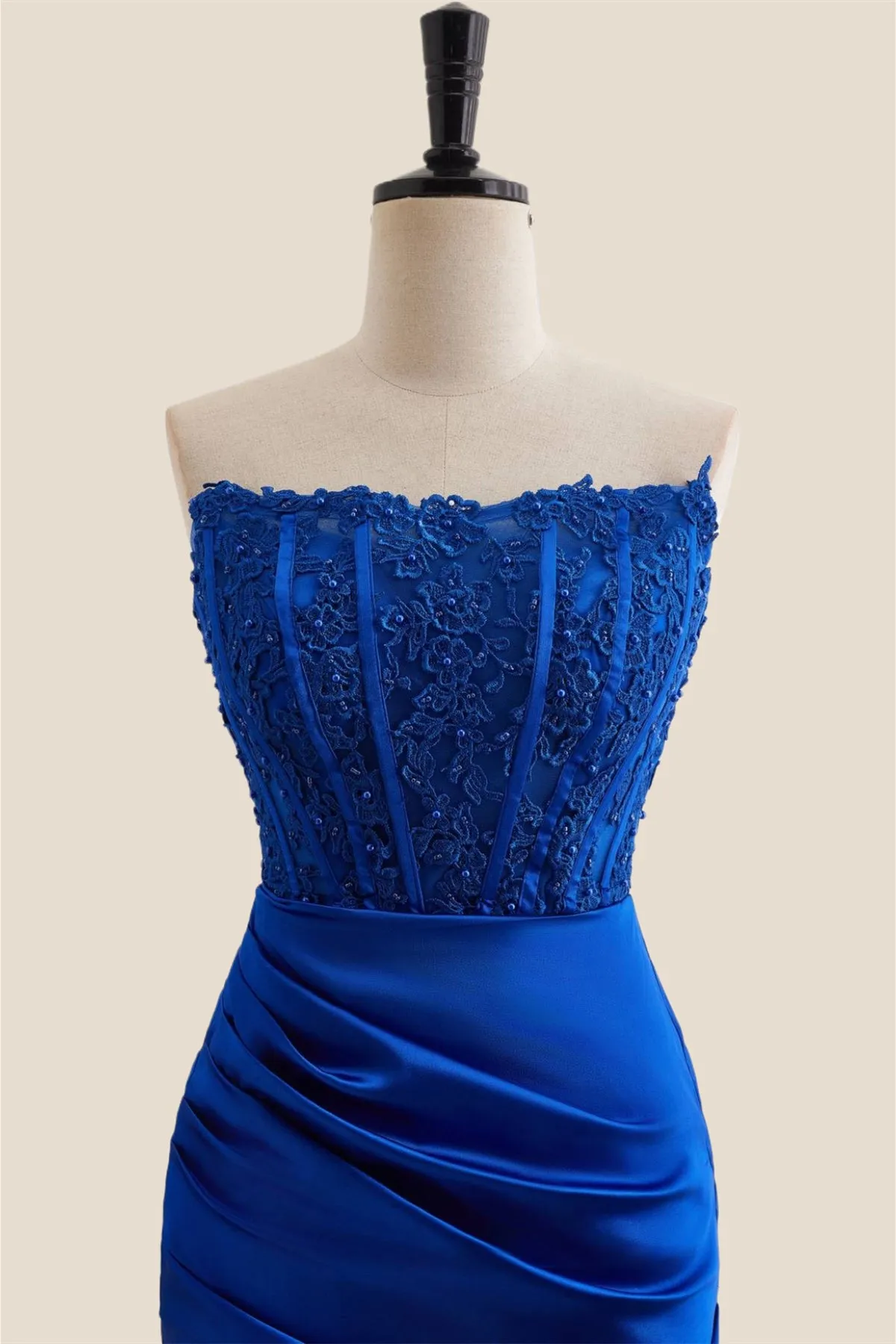 Royal Blue Appliques Ruched Bodycon Short Dress