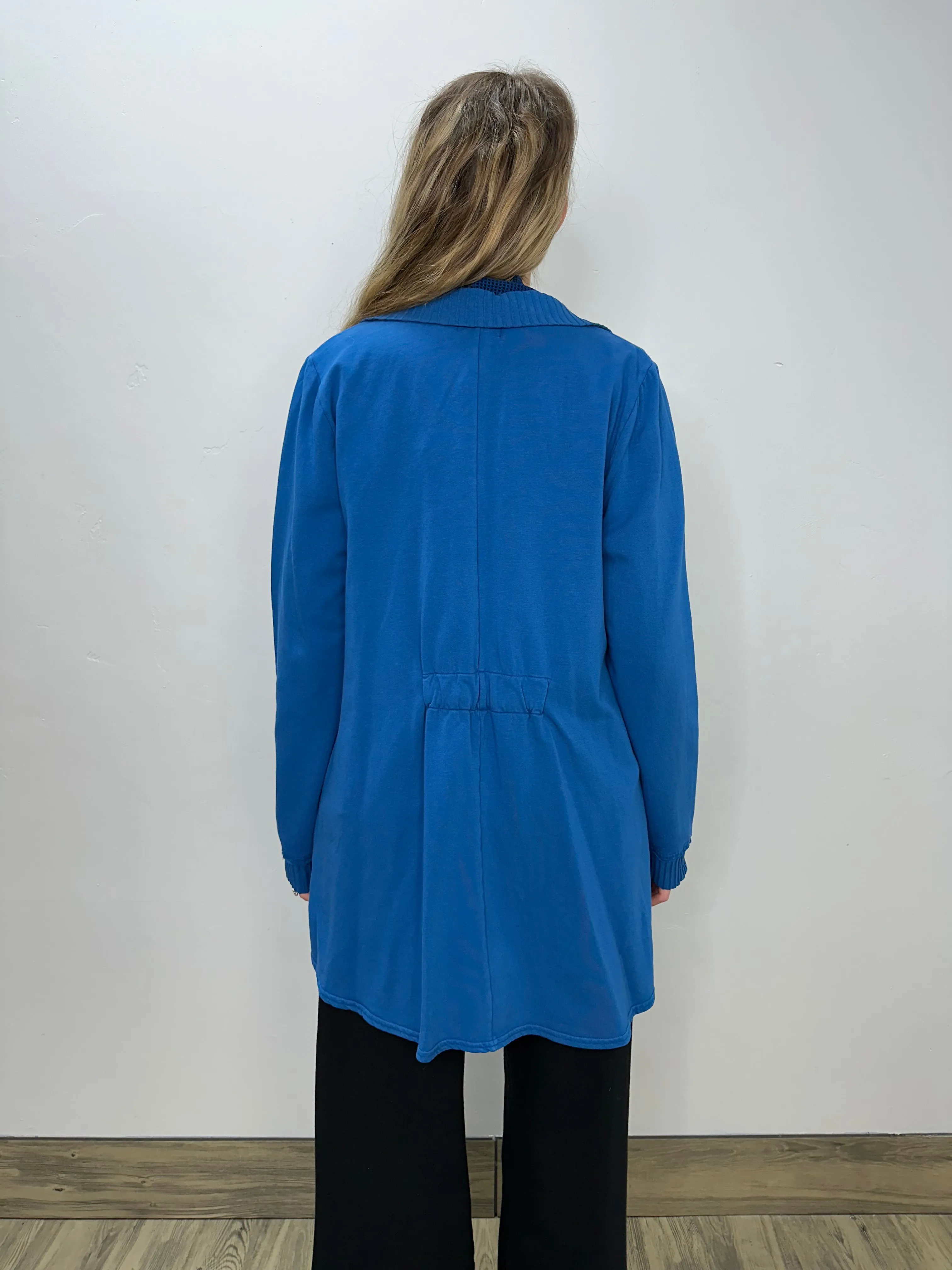 Sapphire Blue Solid Swing Coat