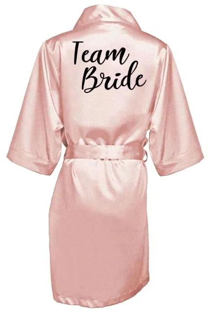 Satin Silk Robes Plus Size Wedding BathRobe Bride Bridesmaid Dress Gown Women Clothing Sleepwear Maid of Honor Rose Gold