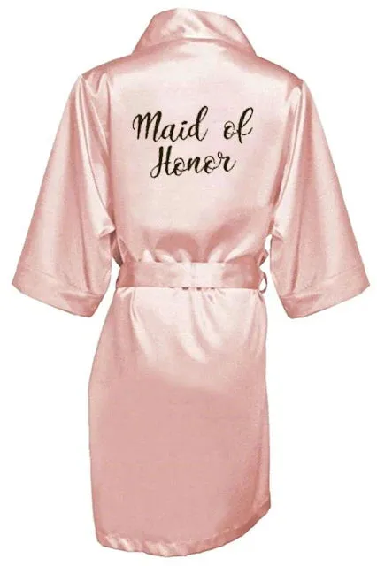 Satin Silk Robes Plus Size Wedding BathRobe Bride Bridesmaid Dress Gown Women Clothing Sleepwear Maid of Honor Rose Gold