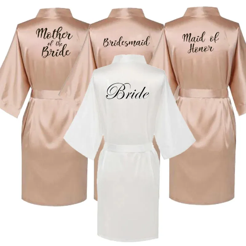 Satin Silk Robes Plus Size Wedding BathRobe Bride Bridesmaid Dress Gown Women Clothing Sleepwear Maid of Honor Rose Gold