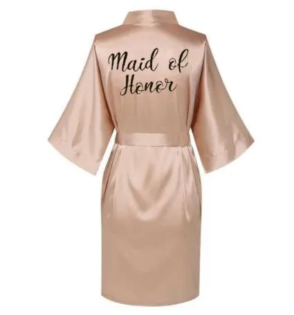 Satin Silk Robes Plus Size Wedding BathRobe Bride Bridesmaid Dress Gown Women Clothing Sleepwear Maid of Honor Rose Gold