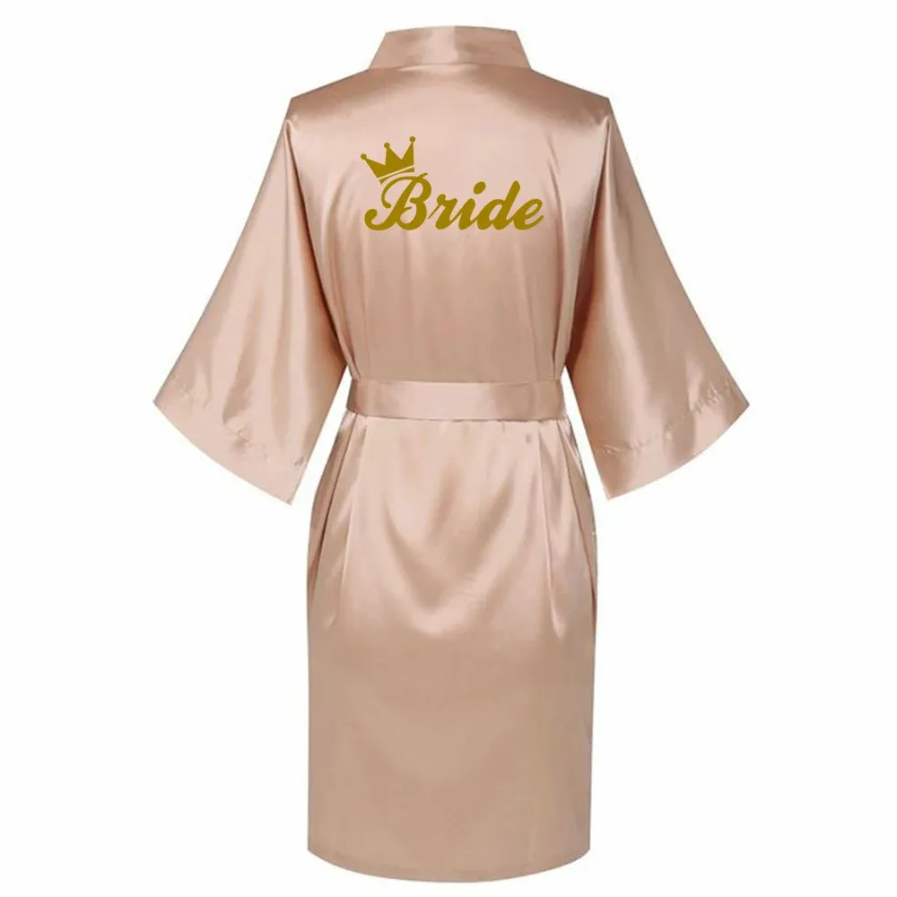 Satin Silk Robes Plus Size Wedding BathRobe Bride Bridesmaid Dress Gown Women Clothing Sleepwear Maid of Honor Rose Gold