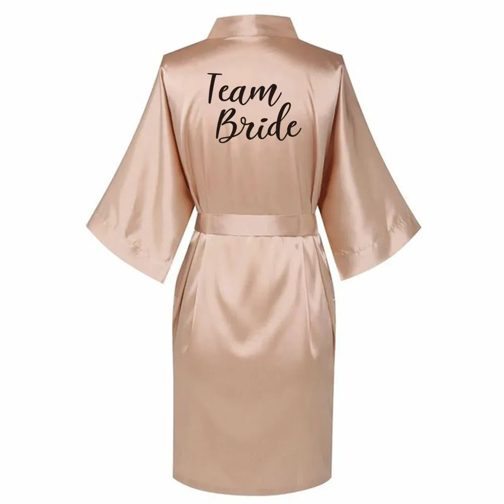 Satin Silk Robes Plus Size Wedding BathRobe Bride Bridesmaid Dress Gown Women Clothing Sleepwear Maid of Honor Rose Gold