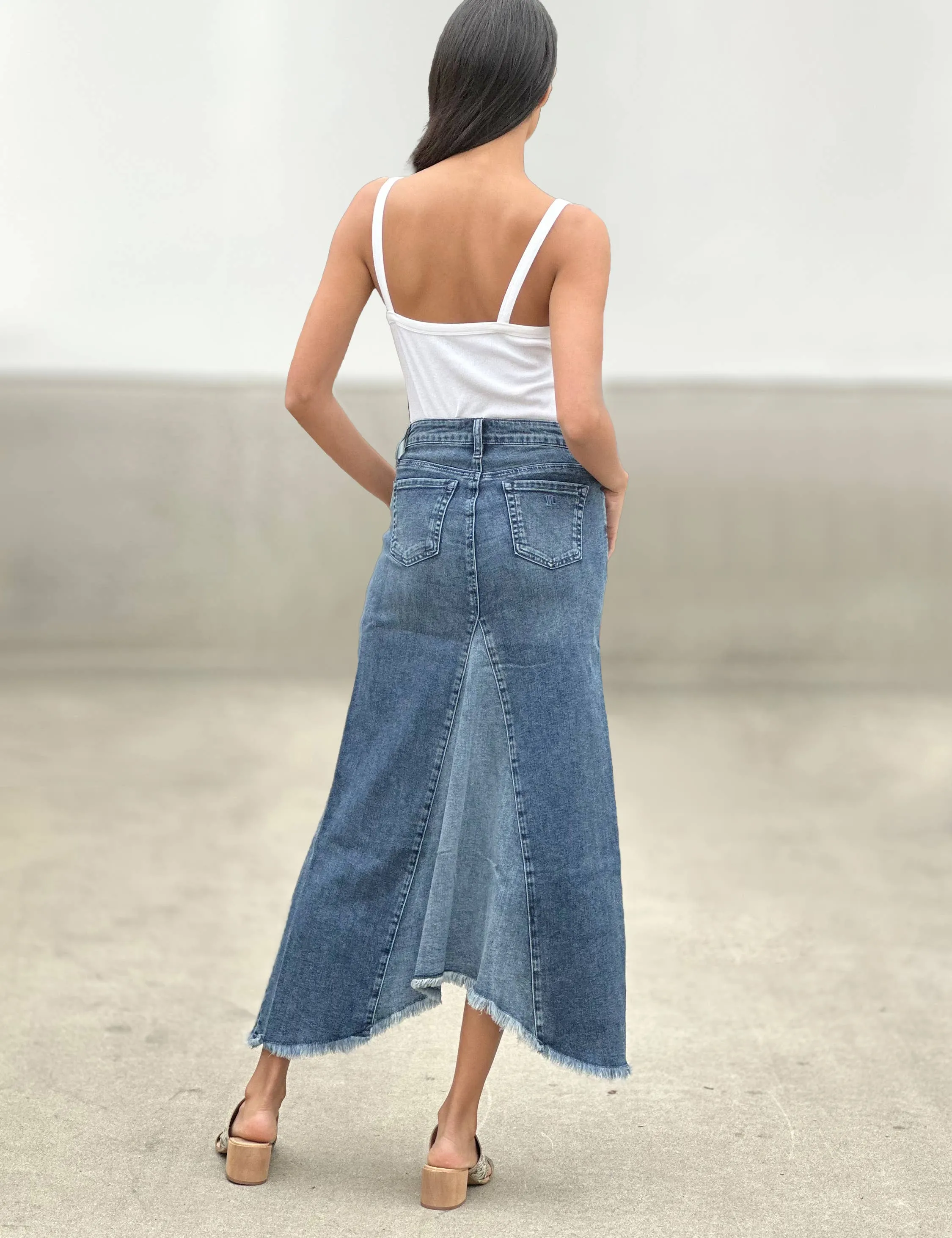 Selma Pieced Demin Maxi Skirt