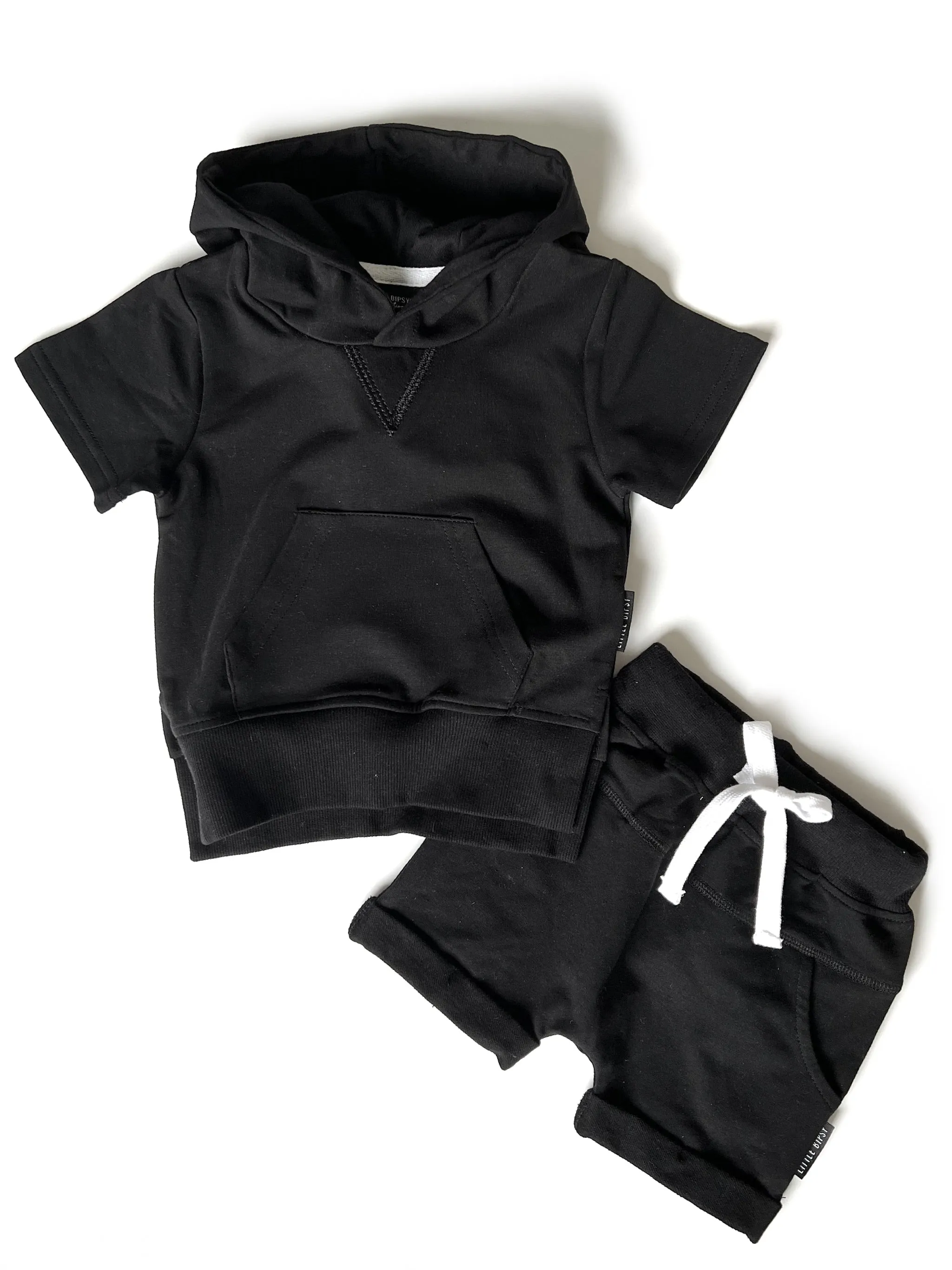 Short Sleeve Hoodie - Black