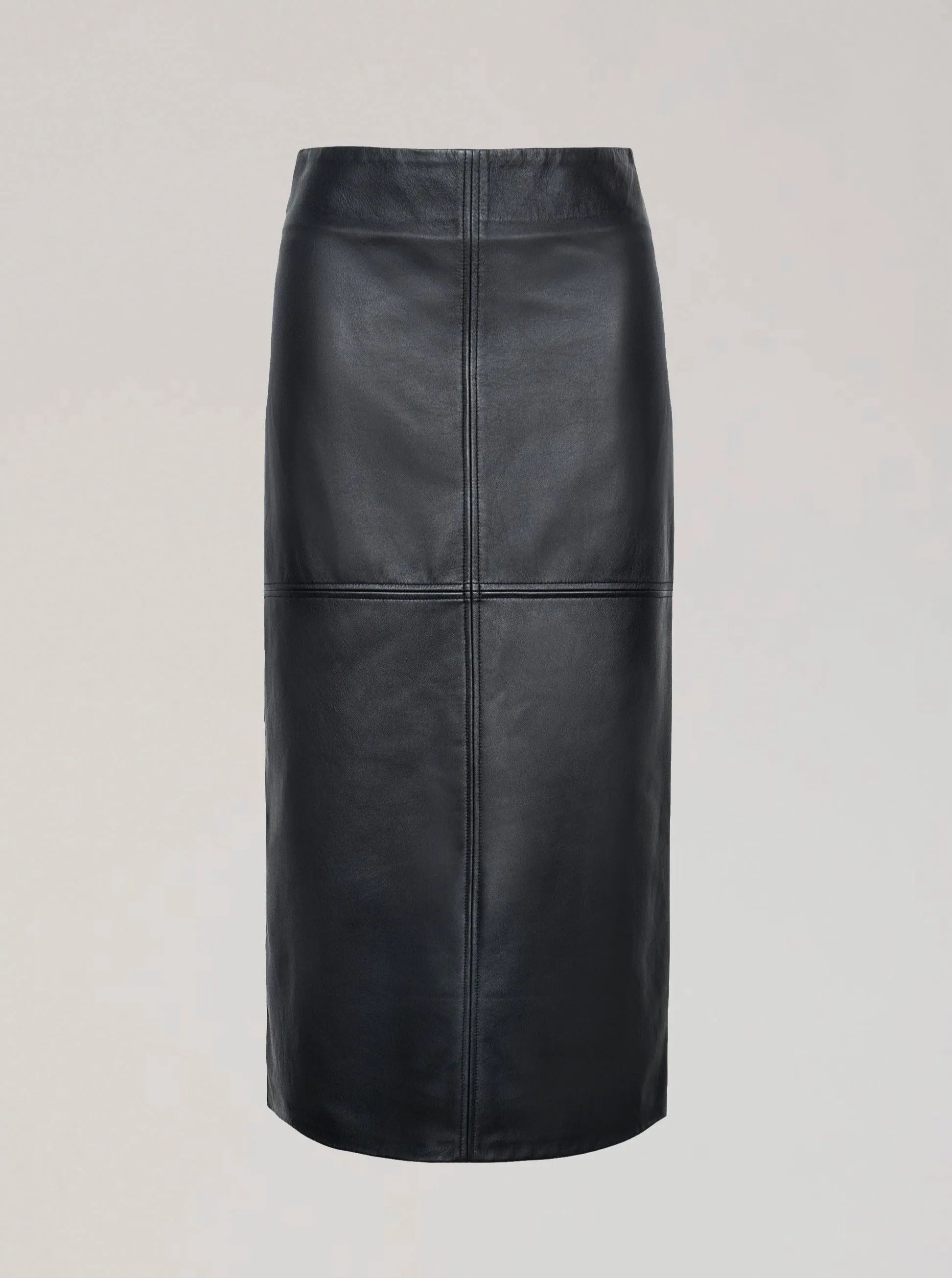 SIENNA LEATHER MAXI SKIRT - BLACK