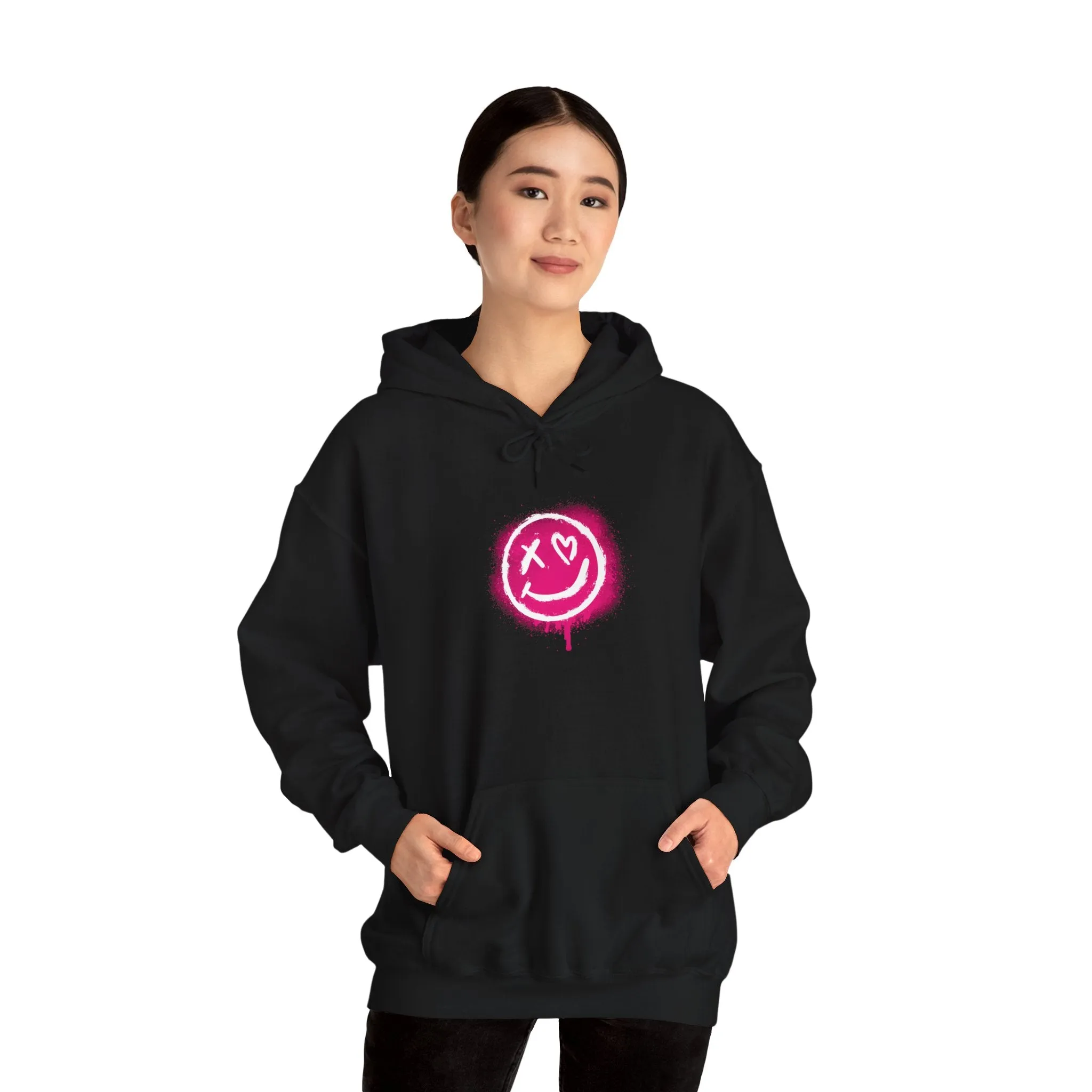 Smile & Change Unisex Heavy Blend Hoodie, Cozy Layer for Daily Wear, Gift for Friends, Self-Expression Apparel, Casual Fashion