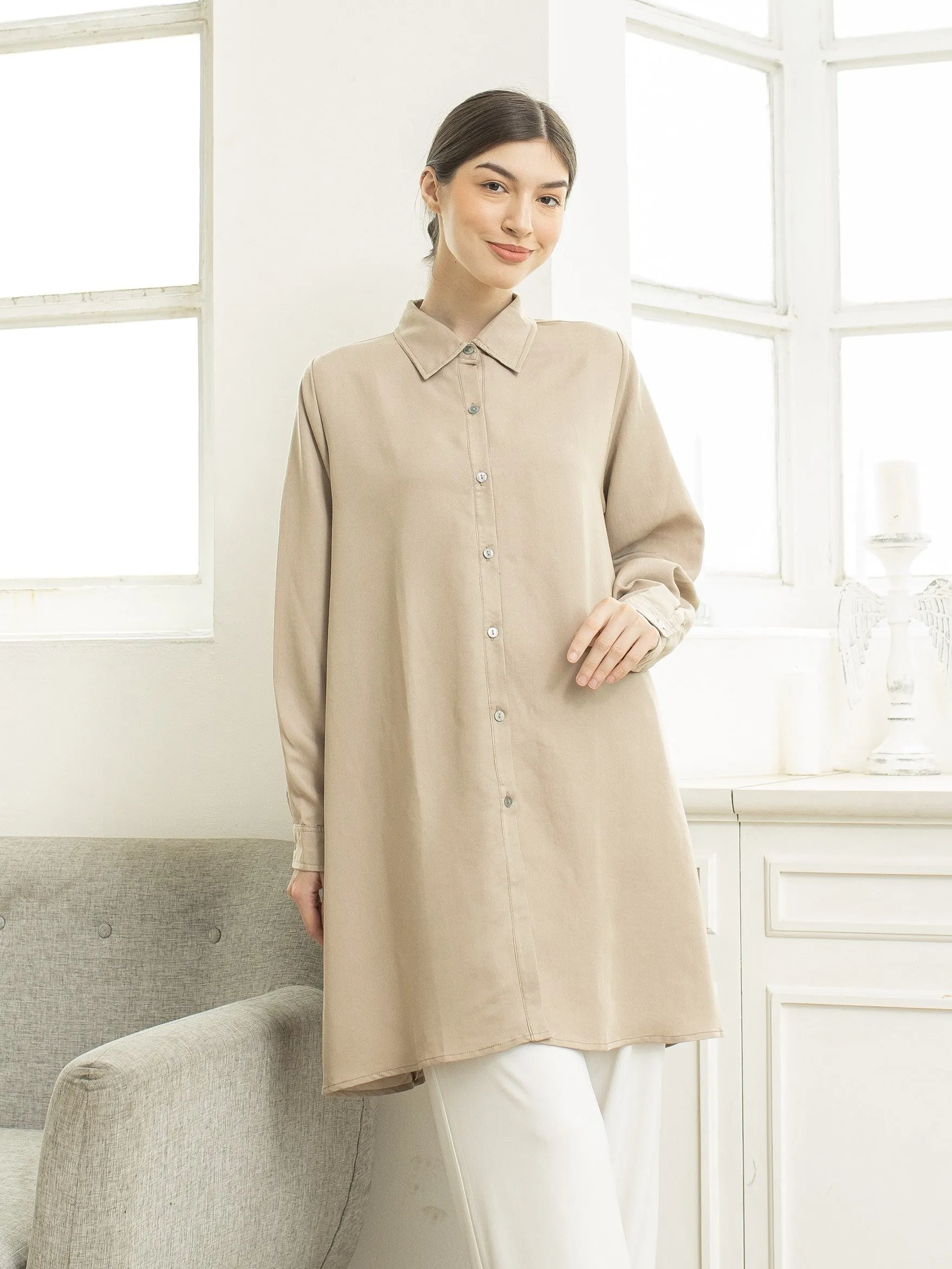 Sora Denim Tencel Tunic Shirt