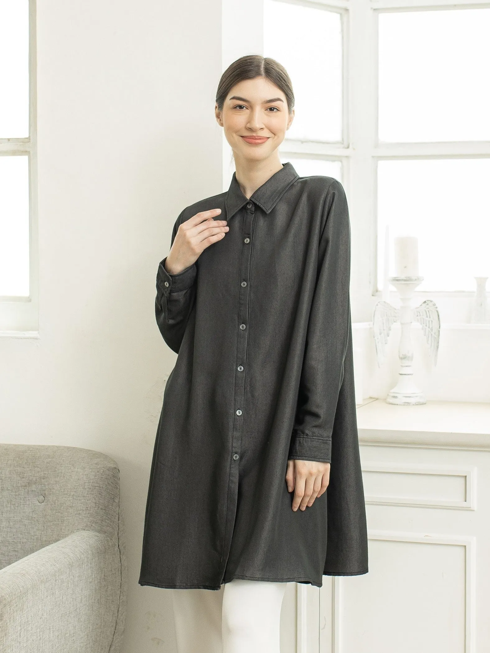 Sora Denim Tencel Tunic Shirt