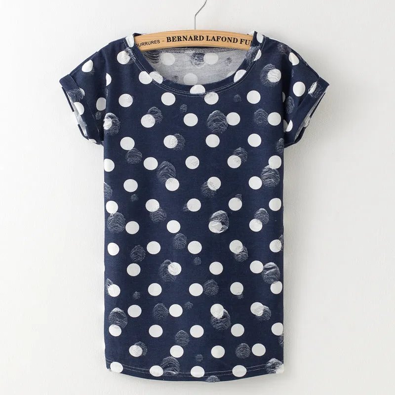 Star Printed Vintage with Holes Summer Tshirt