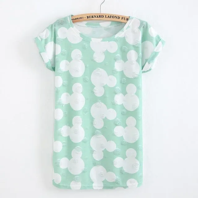 Star Printed Vintage with Holes Summer Tshirt