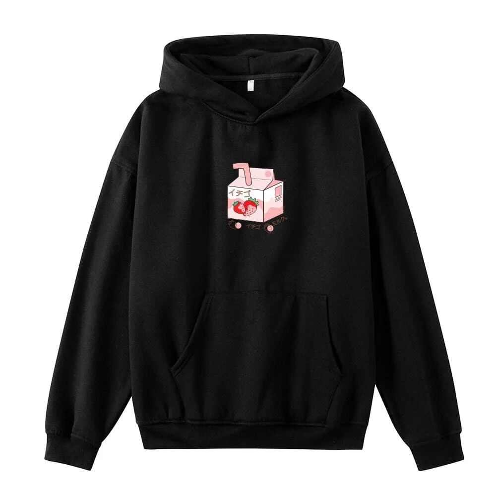 Strawberry Milk Box Oversized Soft Hoodies