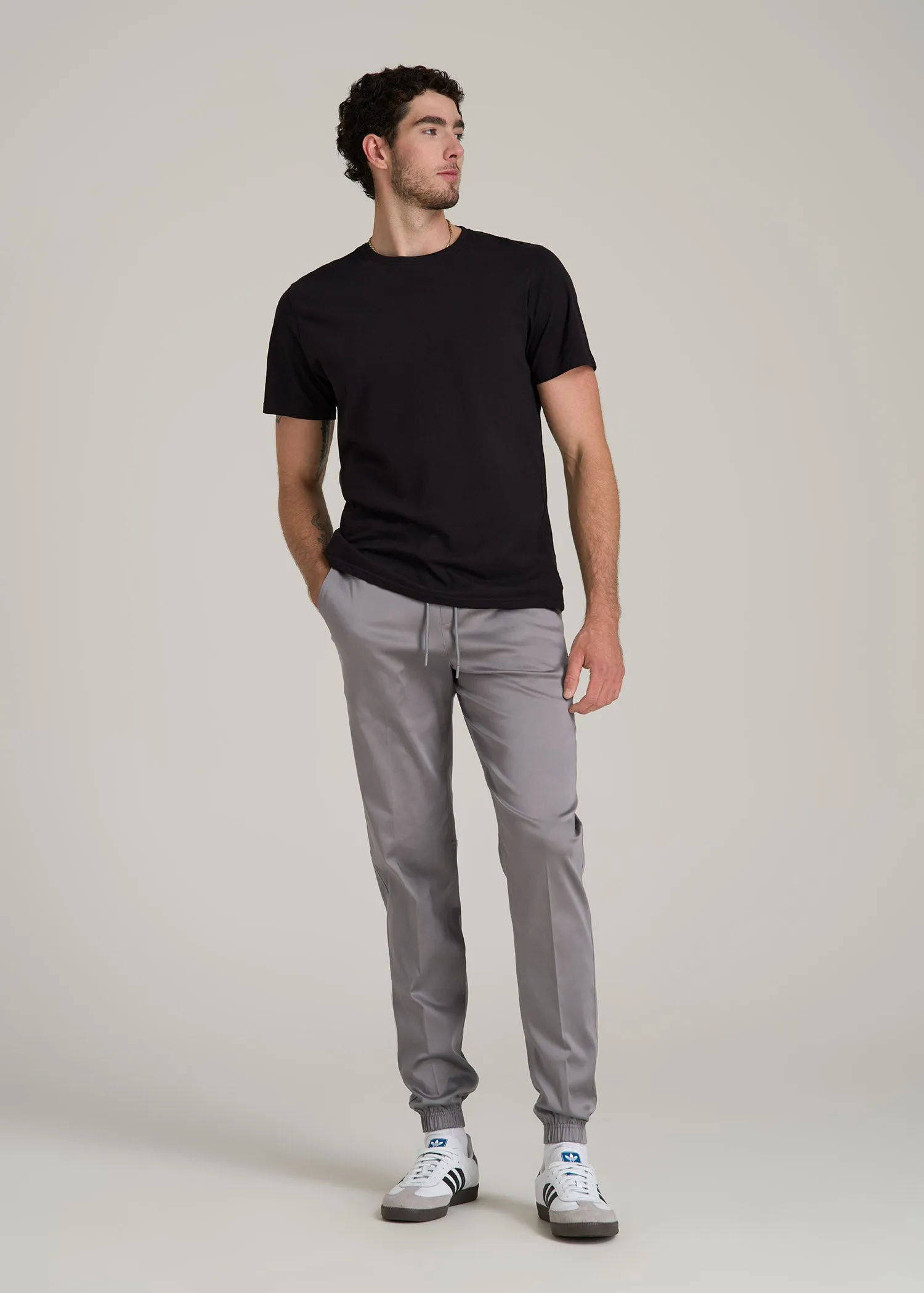 Stretch Twill Tall Men's Jogger Pants in Owl Grey