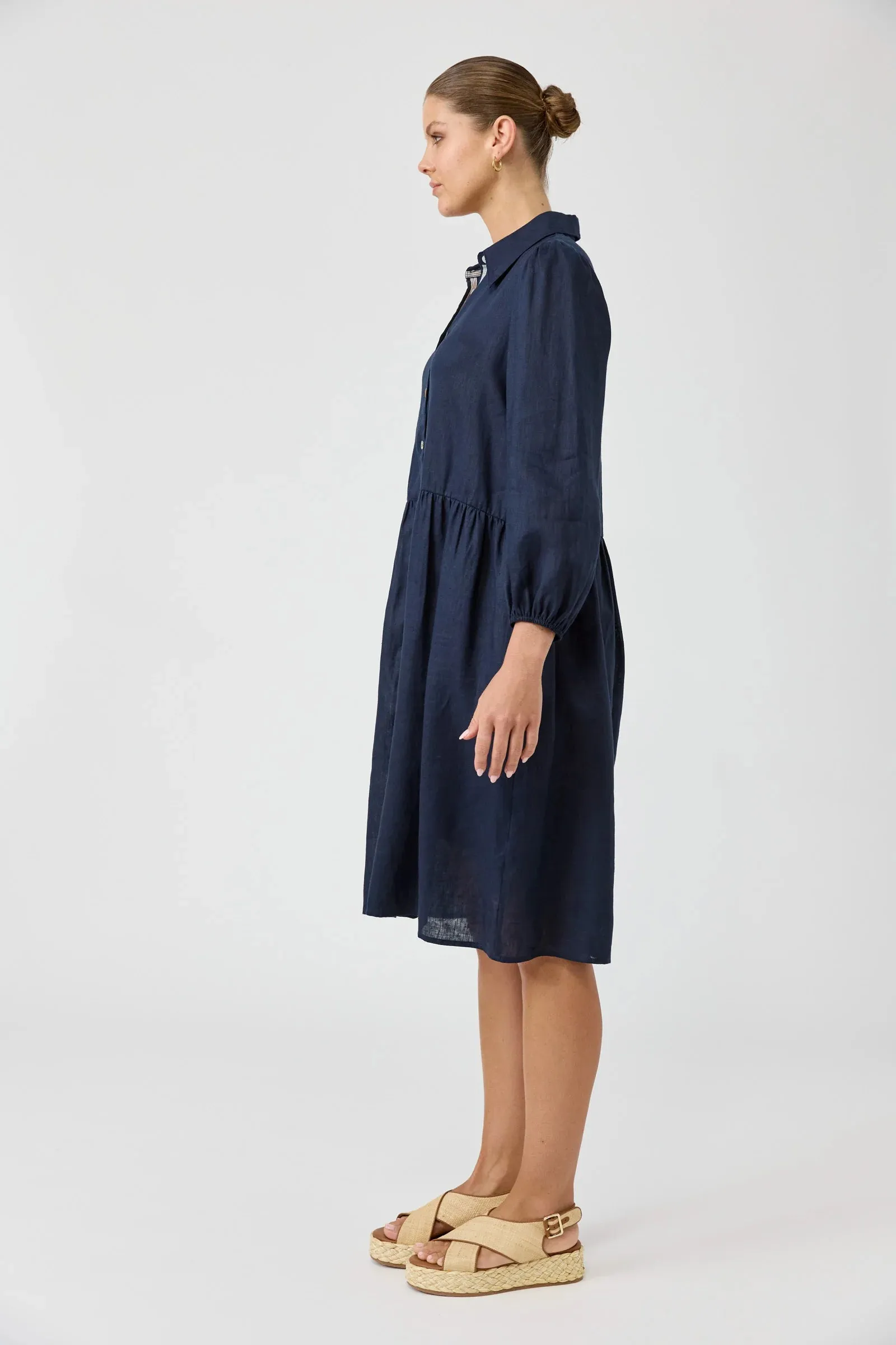 Studio Midi Shirt Dress - Navy