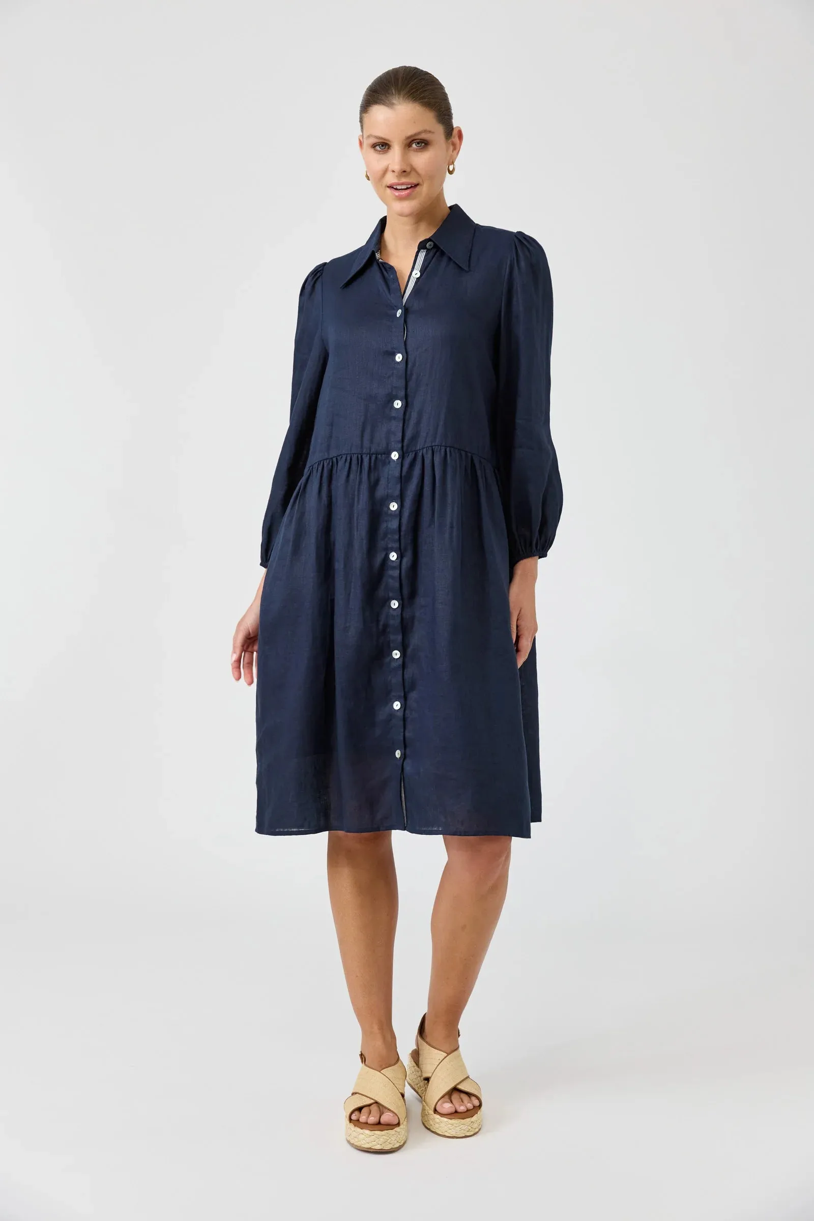 Studio Midi Shirt Dress - Navy