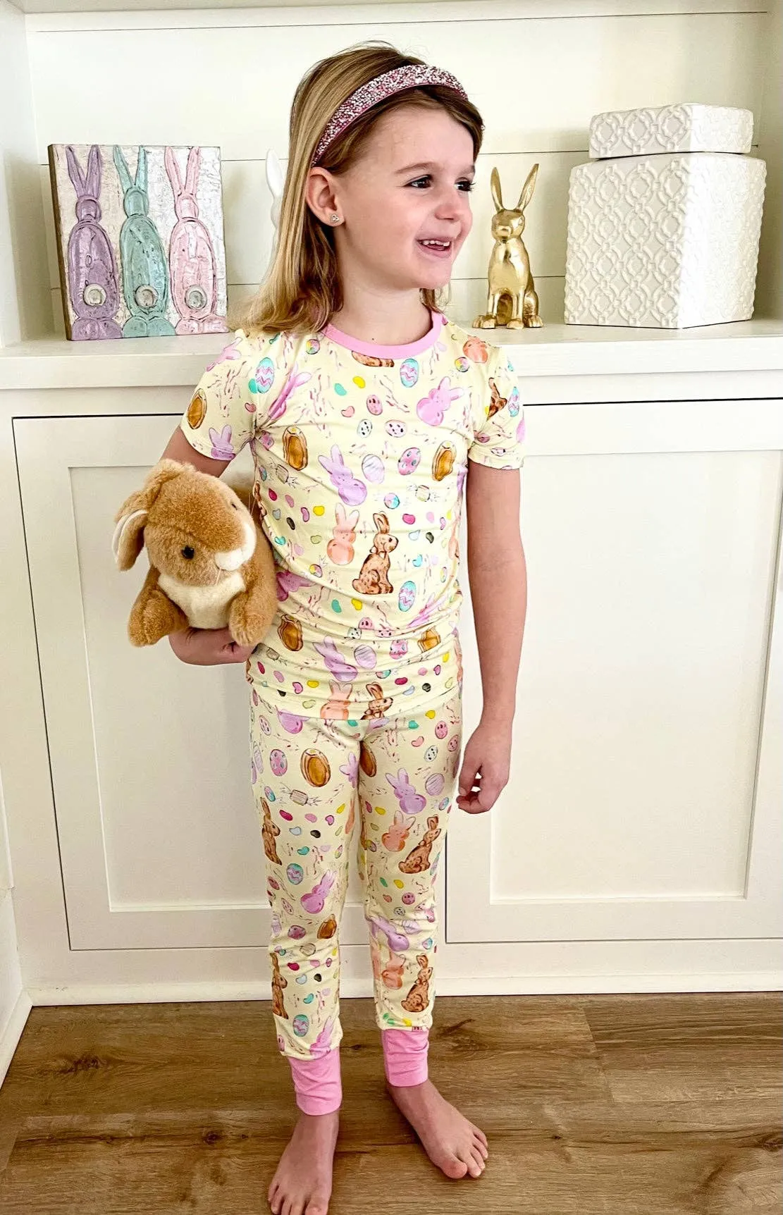 Sweet Bay Clothing - Easter Candy Yellow/Pink Pajama Pants Set