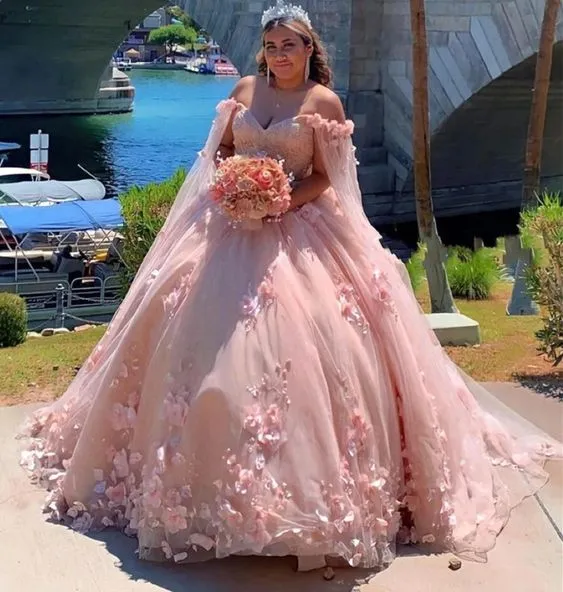 Sweetheart Handmade Flowers Tulle Quinceanera Dresses Ball Gown Sweet 16 Prom Gowns        fg5572