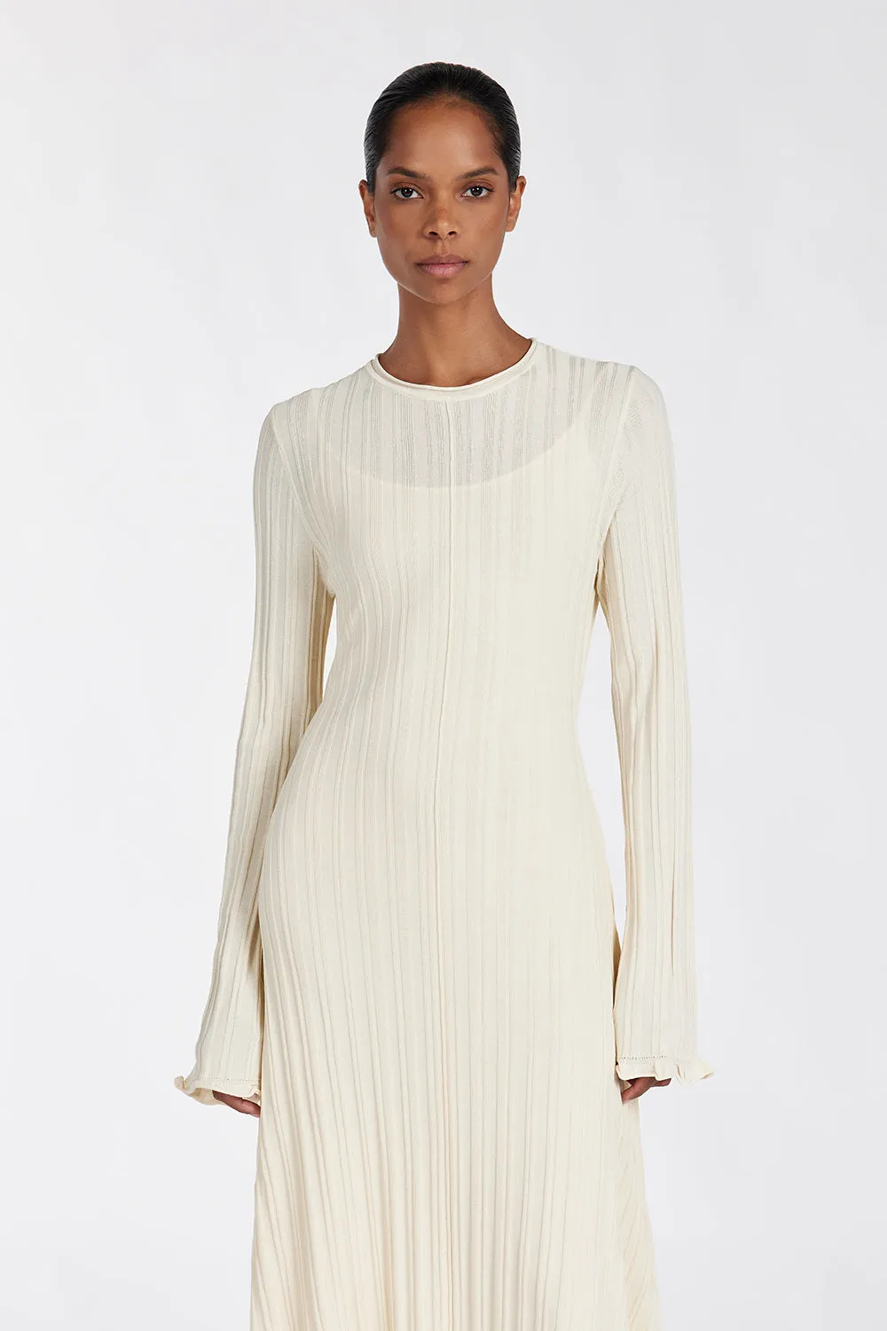 SYLVIA CREAM KNIT MIDI DRESS