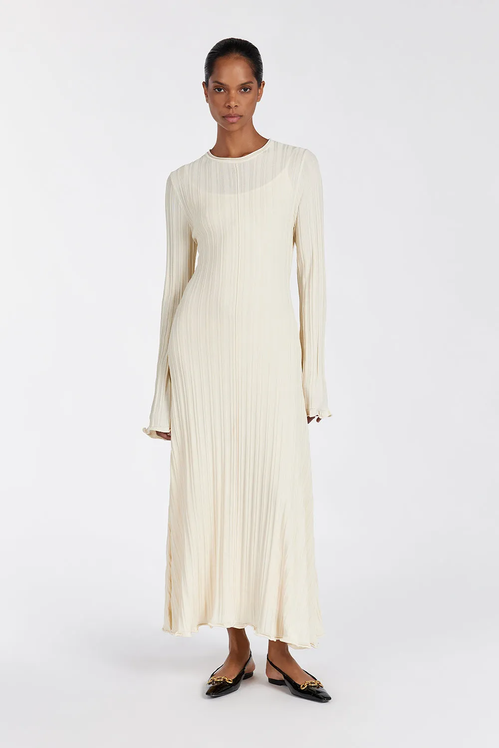 SYLVIA CREAM KNIT MIDI DRESS