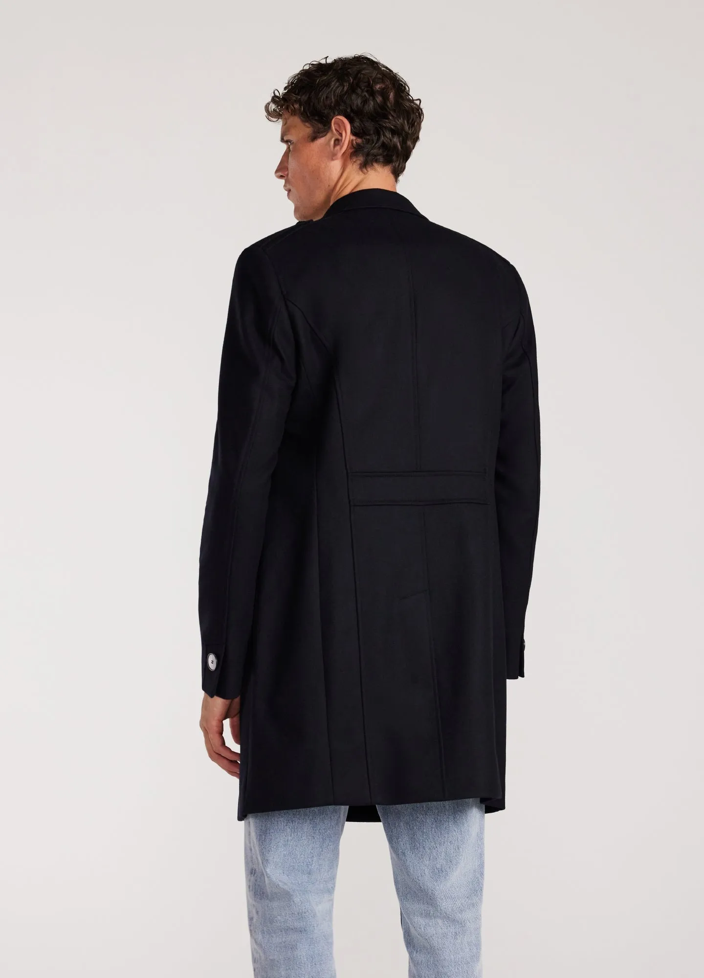 Tailored Double Breasted Melton Coat Navy