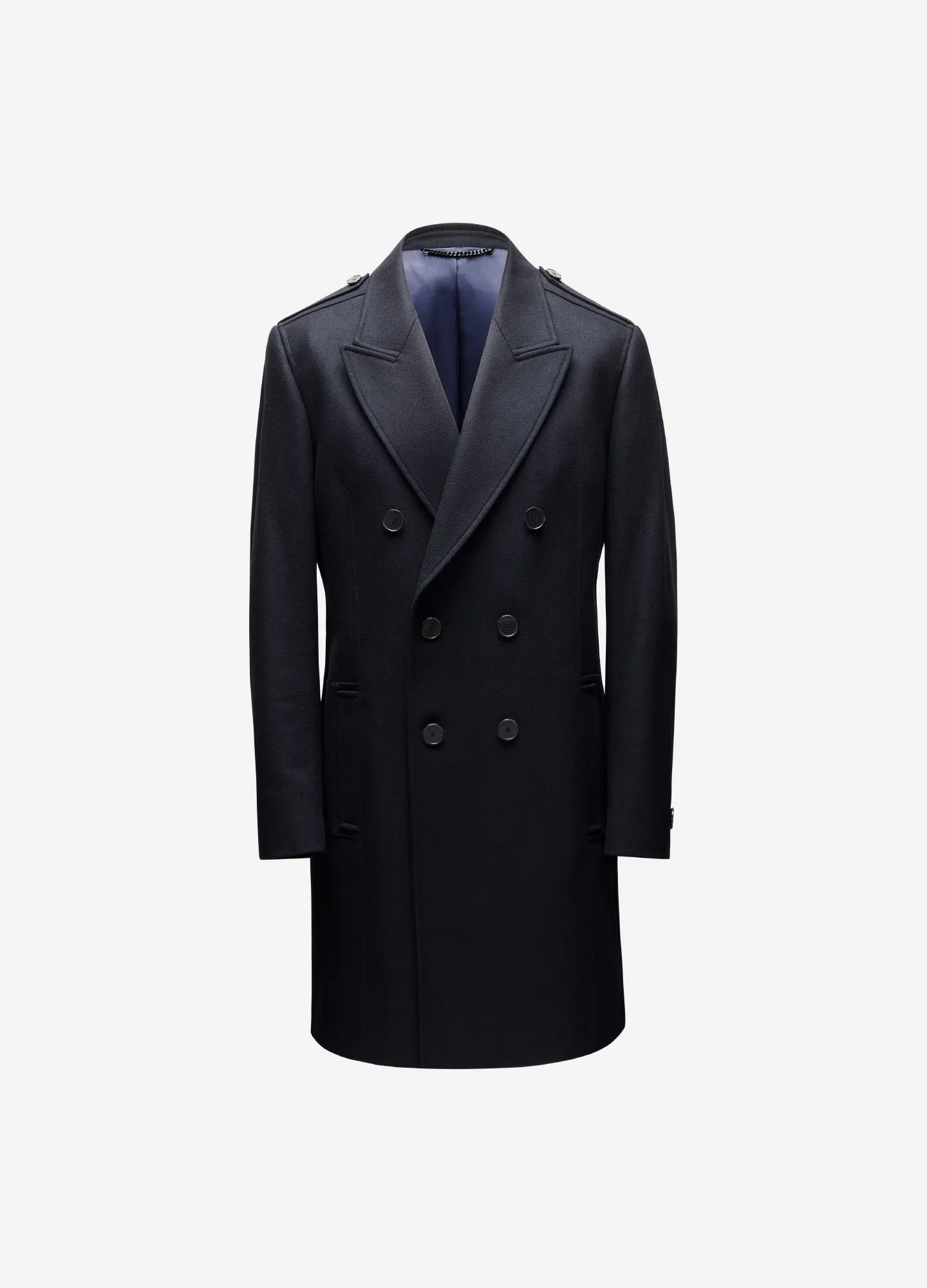 Tailored Double Breasted Melton Coat Navy