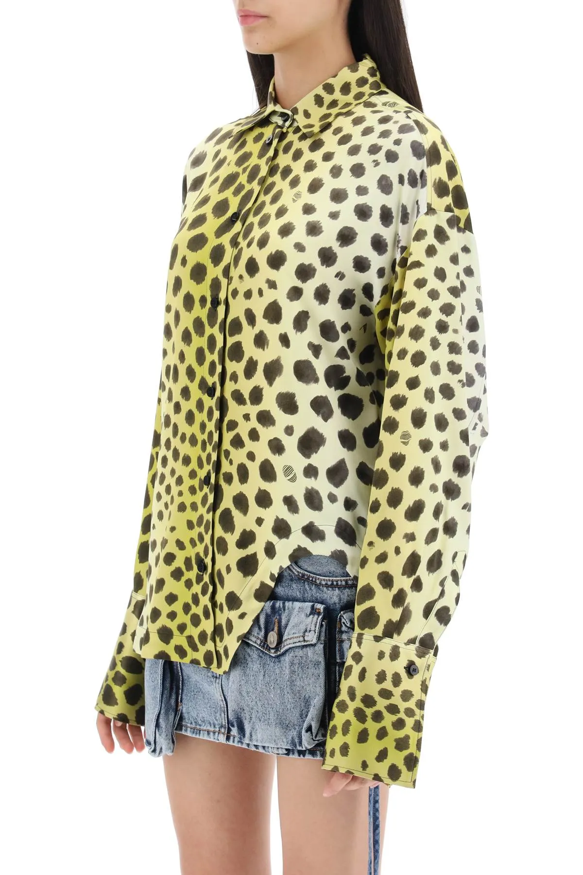 The attico eliza cheetah print satin shirt