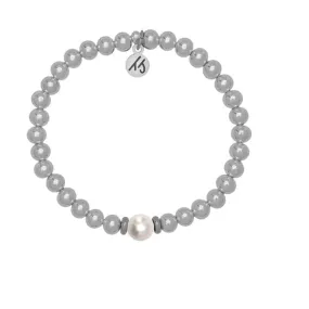 The Cape Bracelet - Silver Steel with Pearl Ball