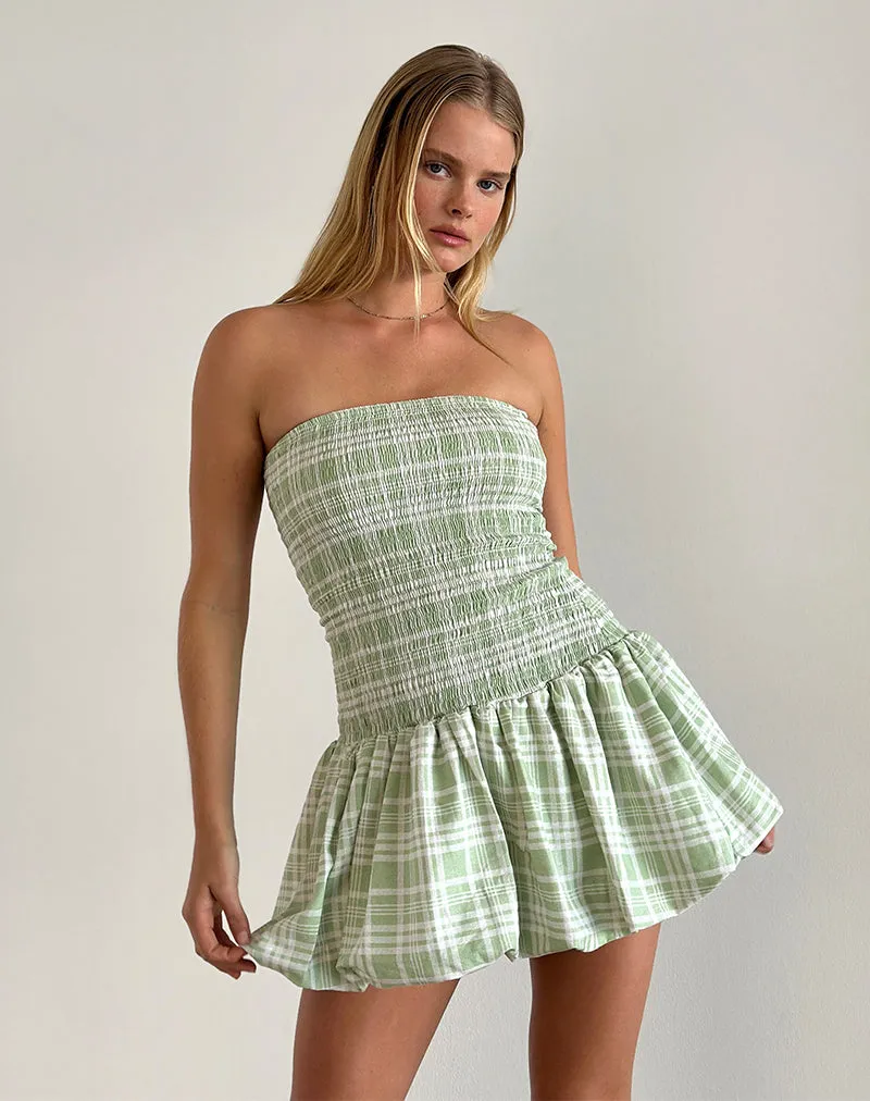 Tilikum Mini Dress in Table Cloth Neo Mint