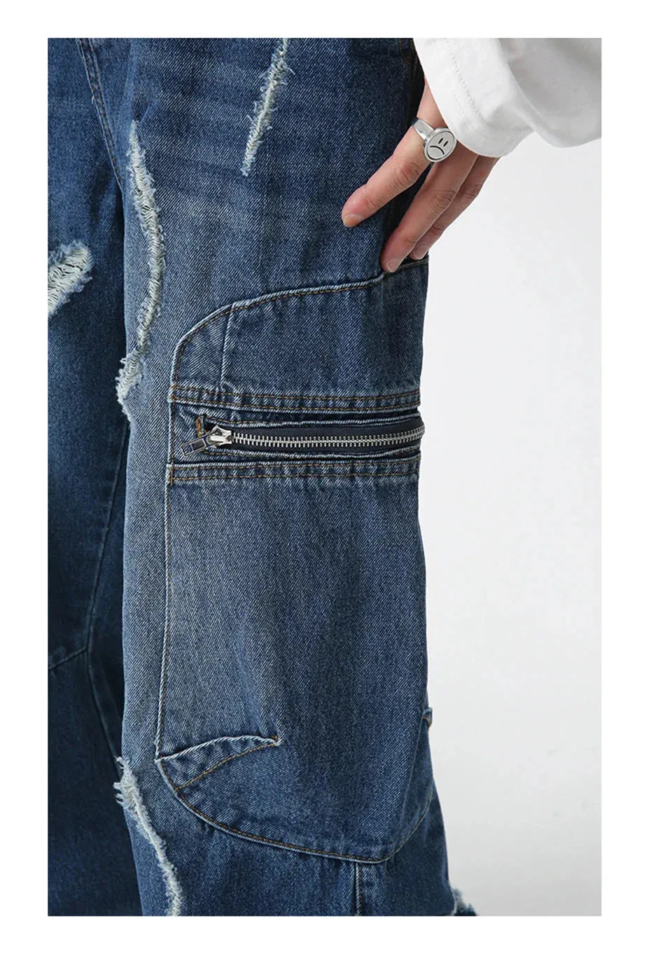 Torn Loose Fit Cargo Jeans