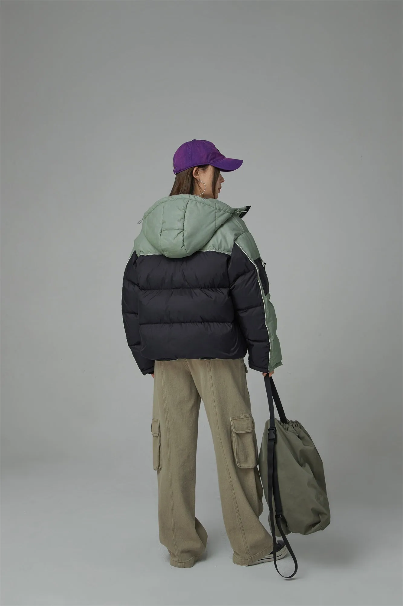 Two Tone Duck Down Puffer Coat