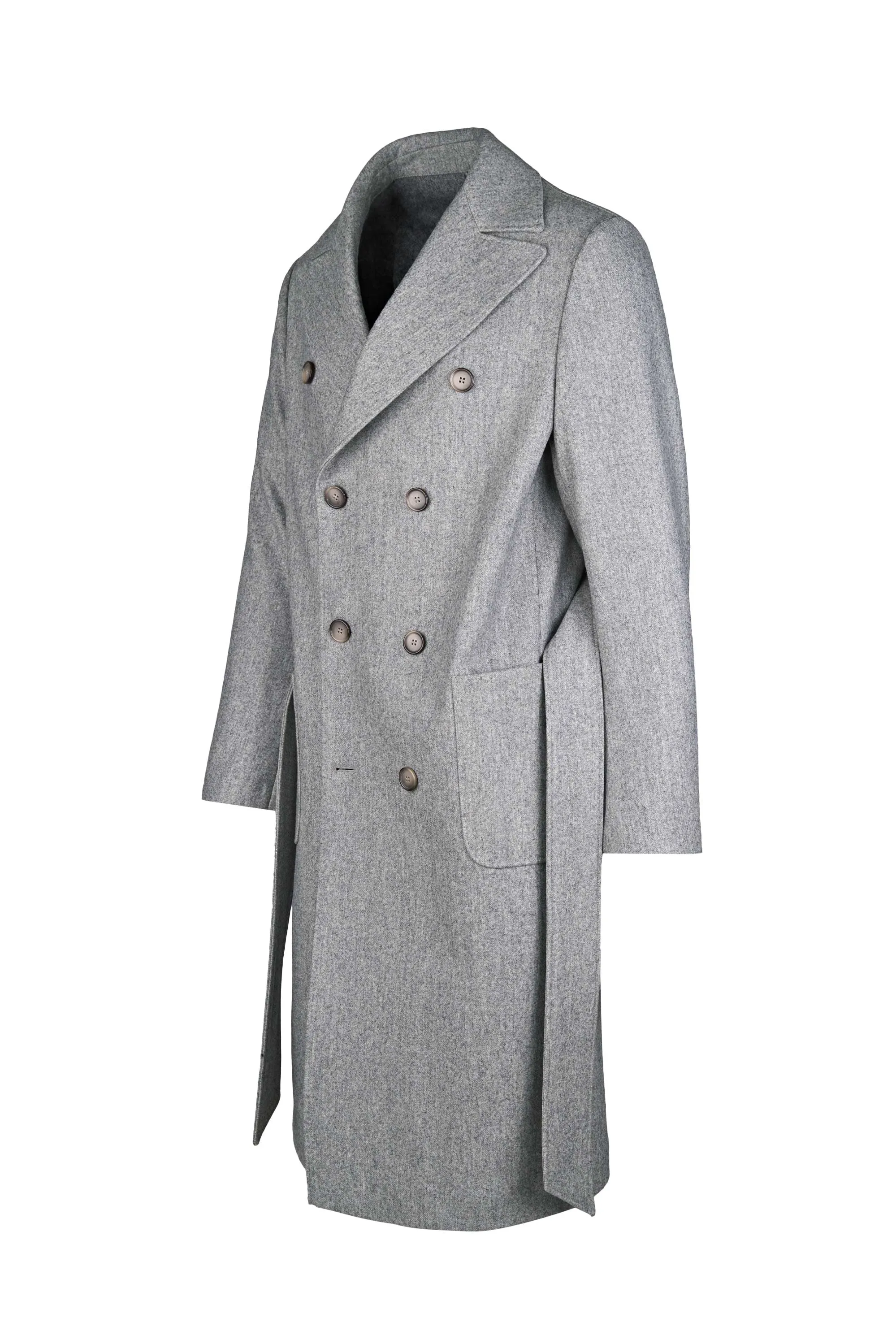 Unlined Double-Breasted Merino Wool Trench Coat