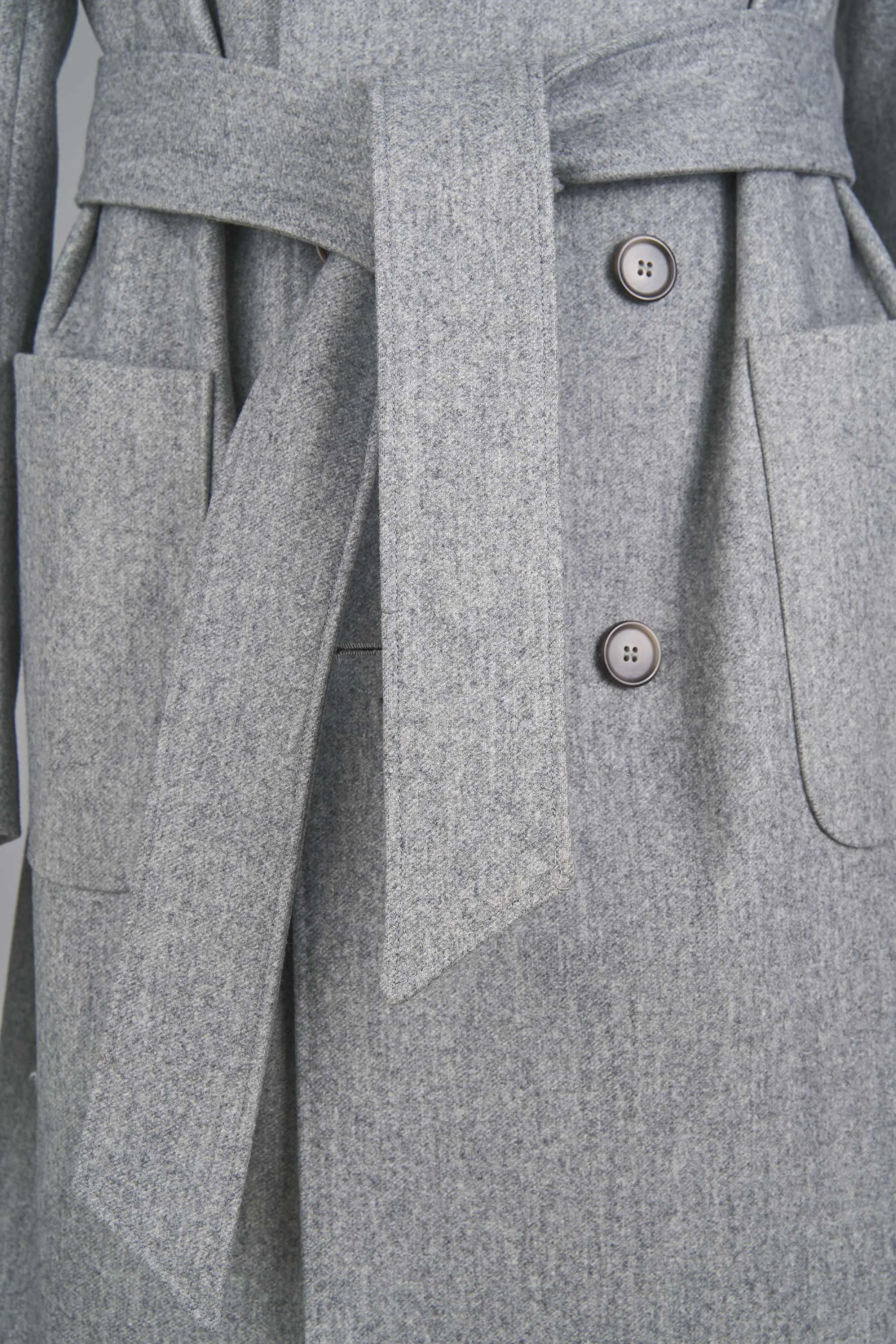 Unlined Double-Breasted Merino Wool Trench Coat