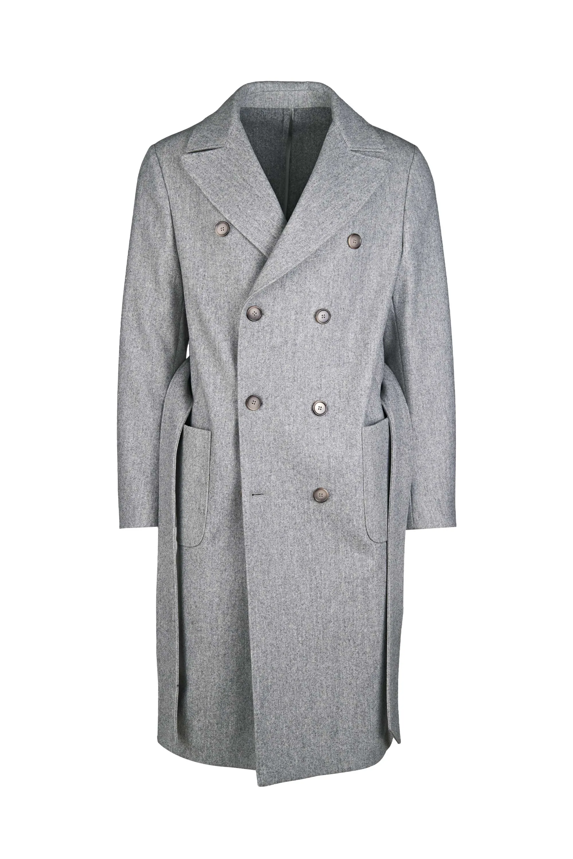 Unlined Double-Breasted Merino Wool Trench Coat