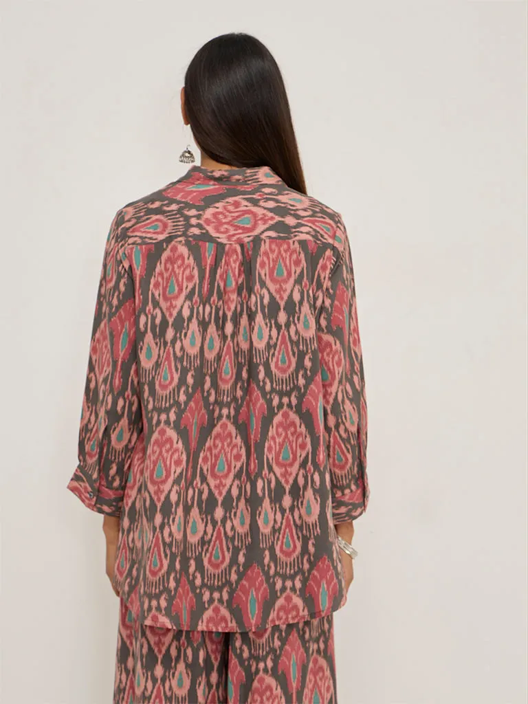 Utsa Charcoal Ikat Design Tunic