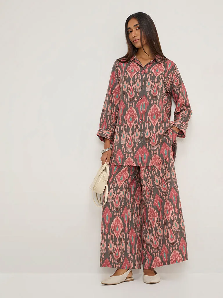 Utsa Charcoal Ikat Design Tunic