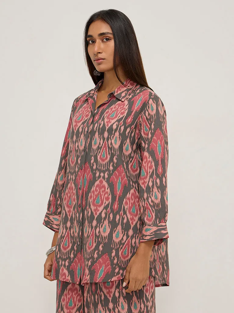 Utsa Charcoal Ikat Design Tunic