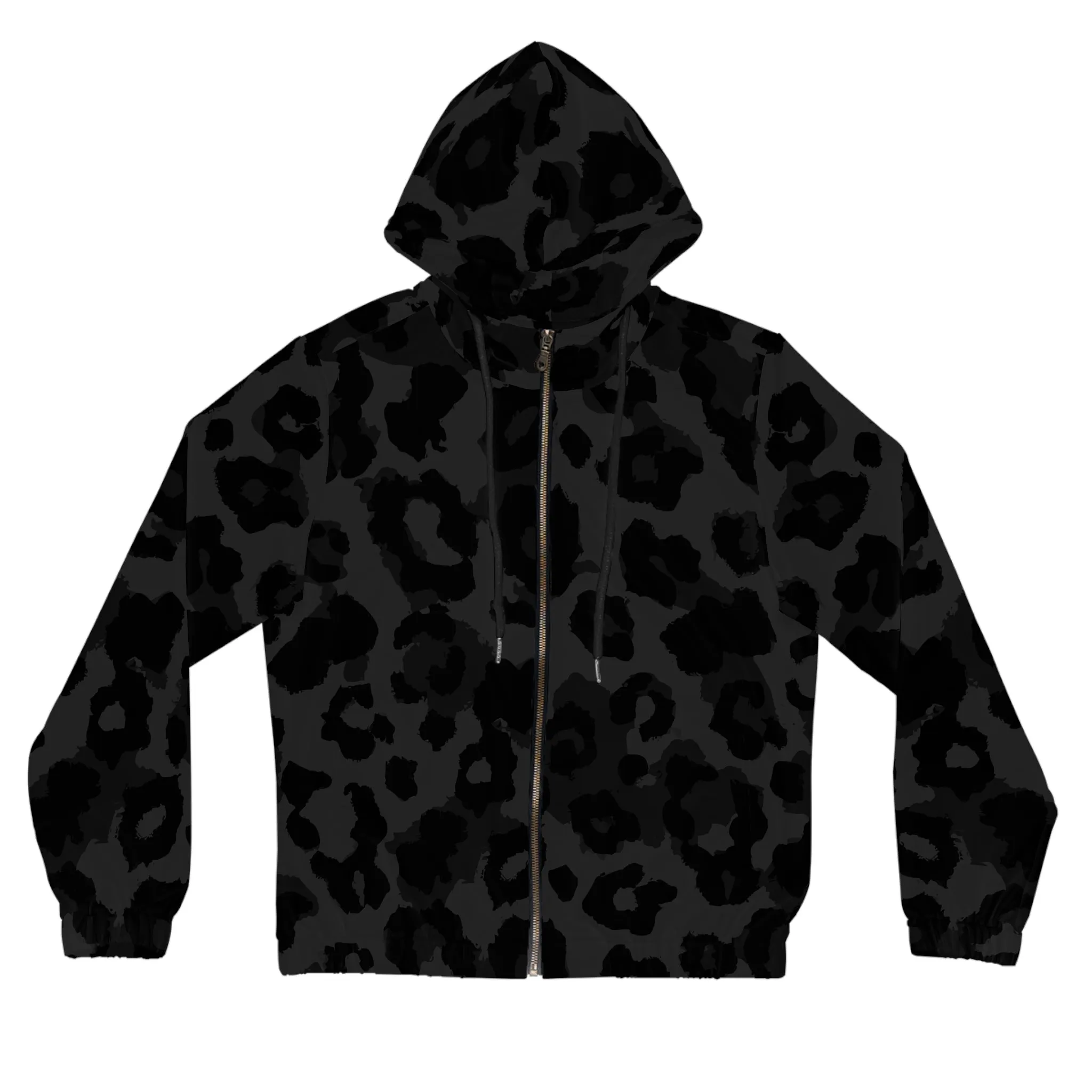 Vampire Art Grunge Glam Black Leopard Pattern Women’s Full-Zip Hoodie