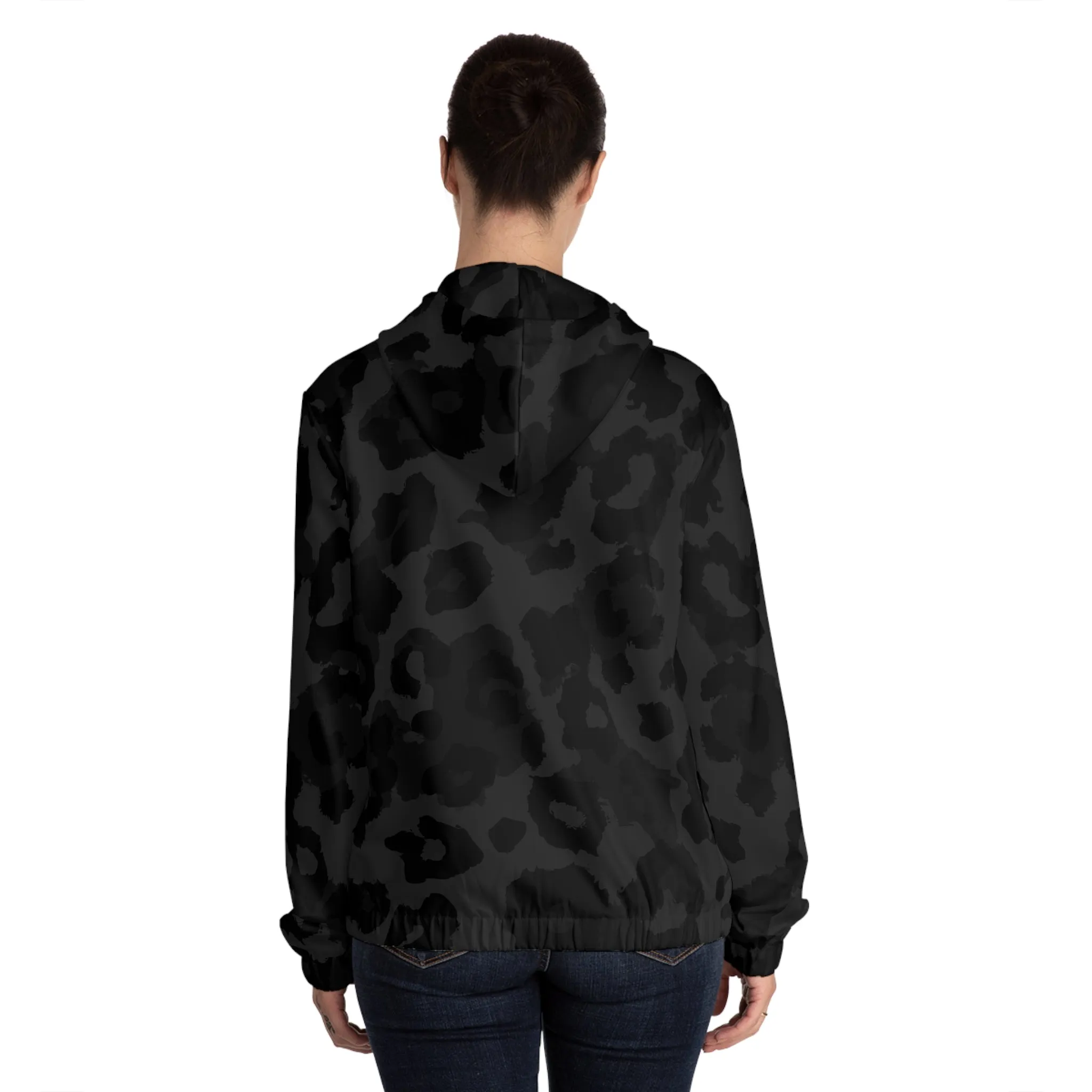 Vampire Art Grunge Glam Black Leopard Pattern Women’s Full-Zip Hoodie