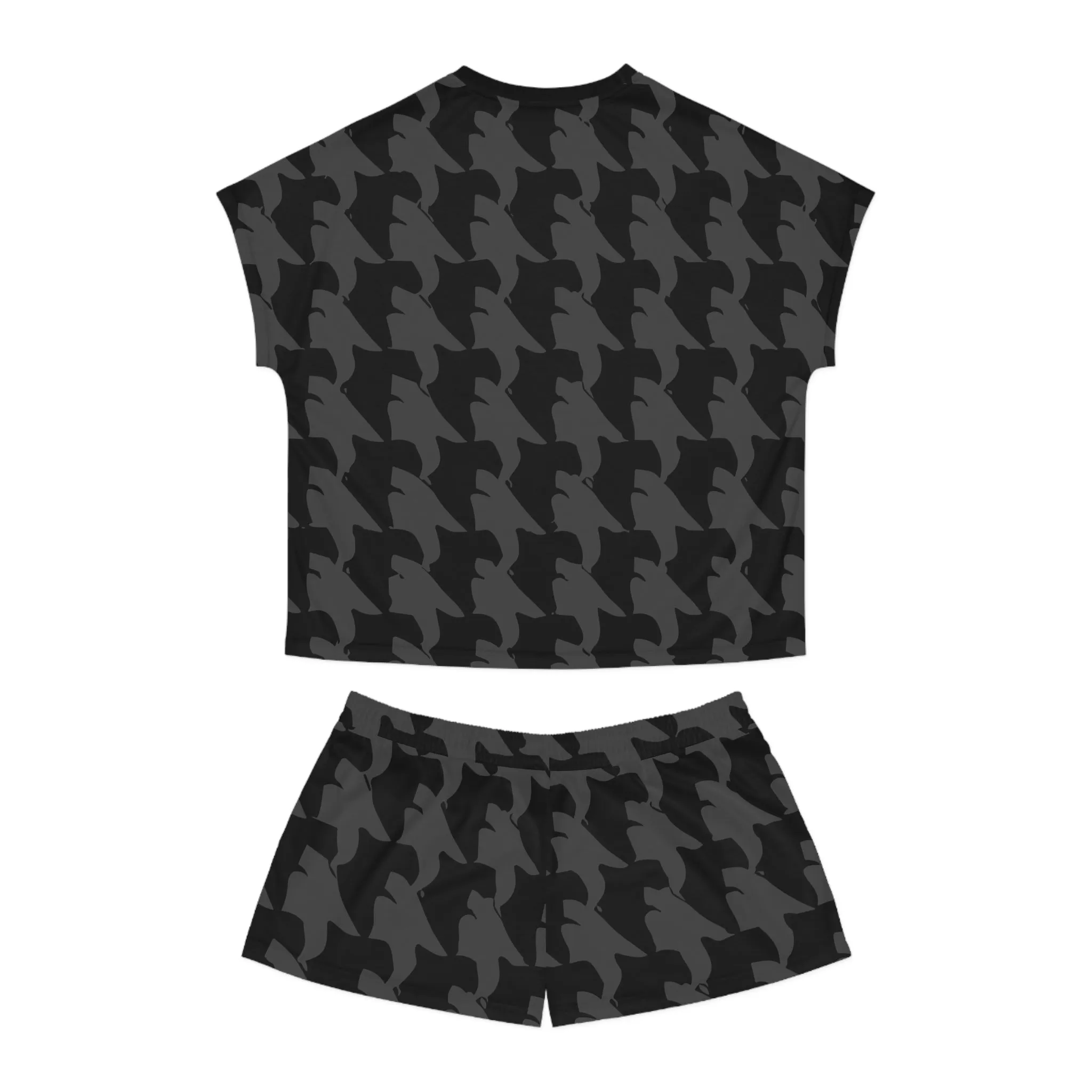 Vampire Art Grunge Houndstooth Black and Charcoal Women's Short Pajama Set Pyjamas