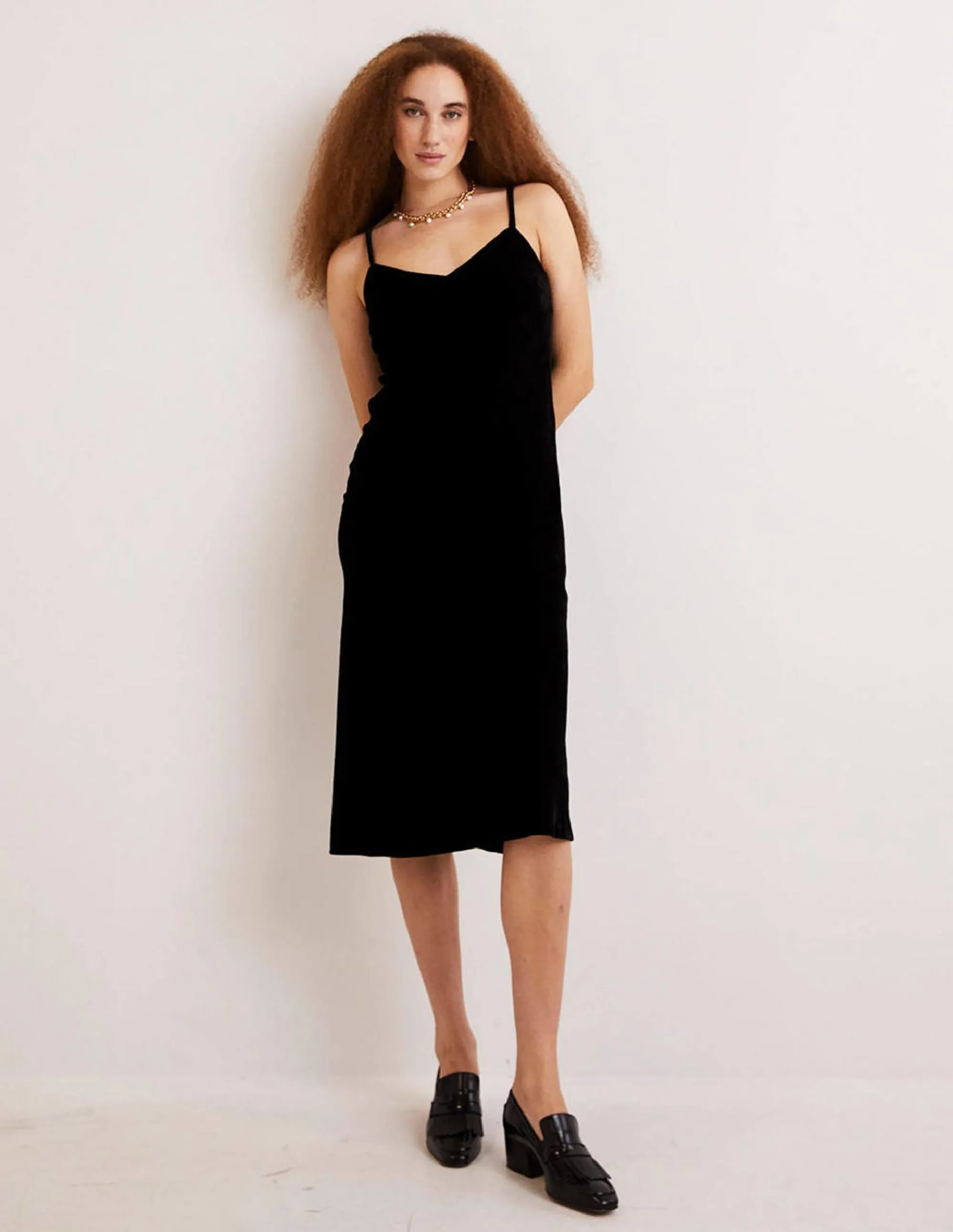 Velvet Slip Dress-Black