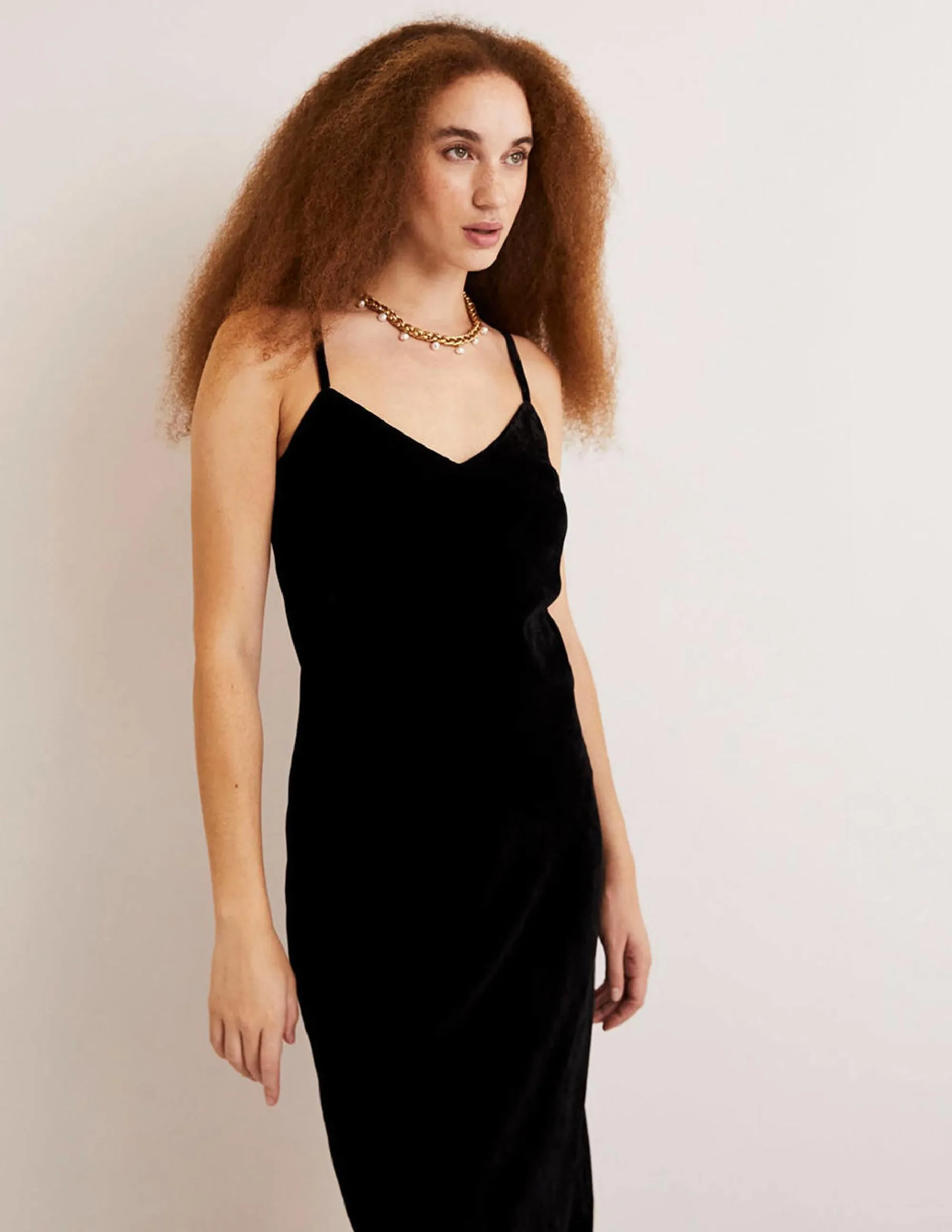 Velvet Slip Dress-Black