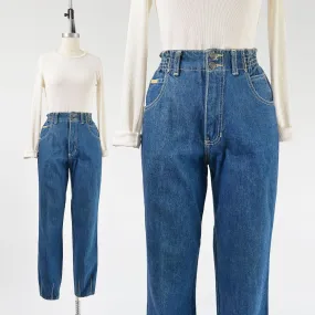 Vintage 80s GITANO Elastic High Waisted Tapered Leg Mom Jeans size M