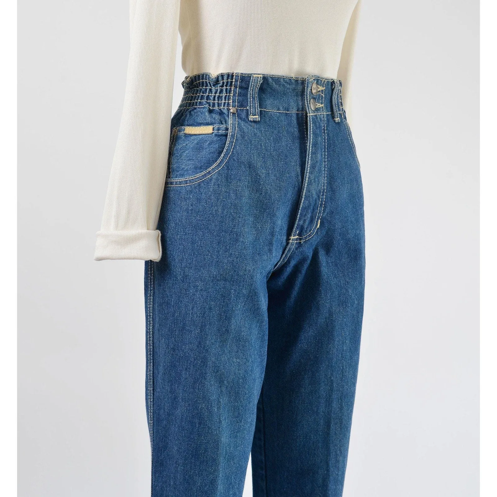 Vintage 80s GITANO Elastic High Waisted Tapered Leg Mom Jeans size M