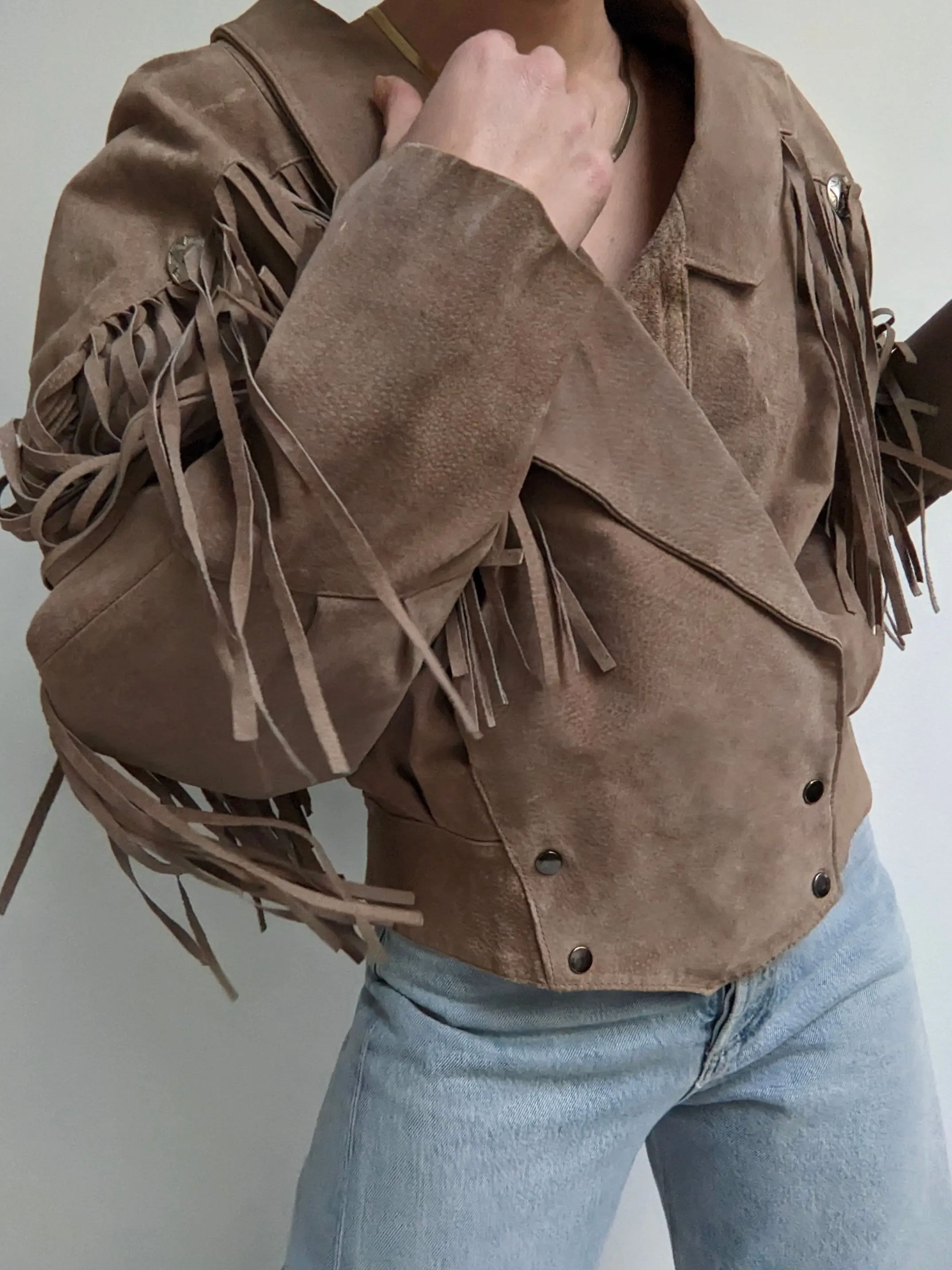 Vintage Amaretto Fringed Suede Jacket