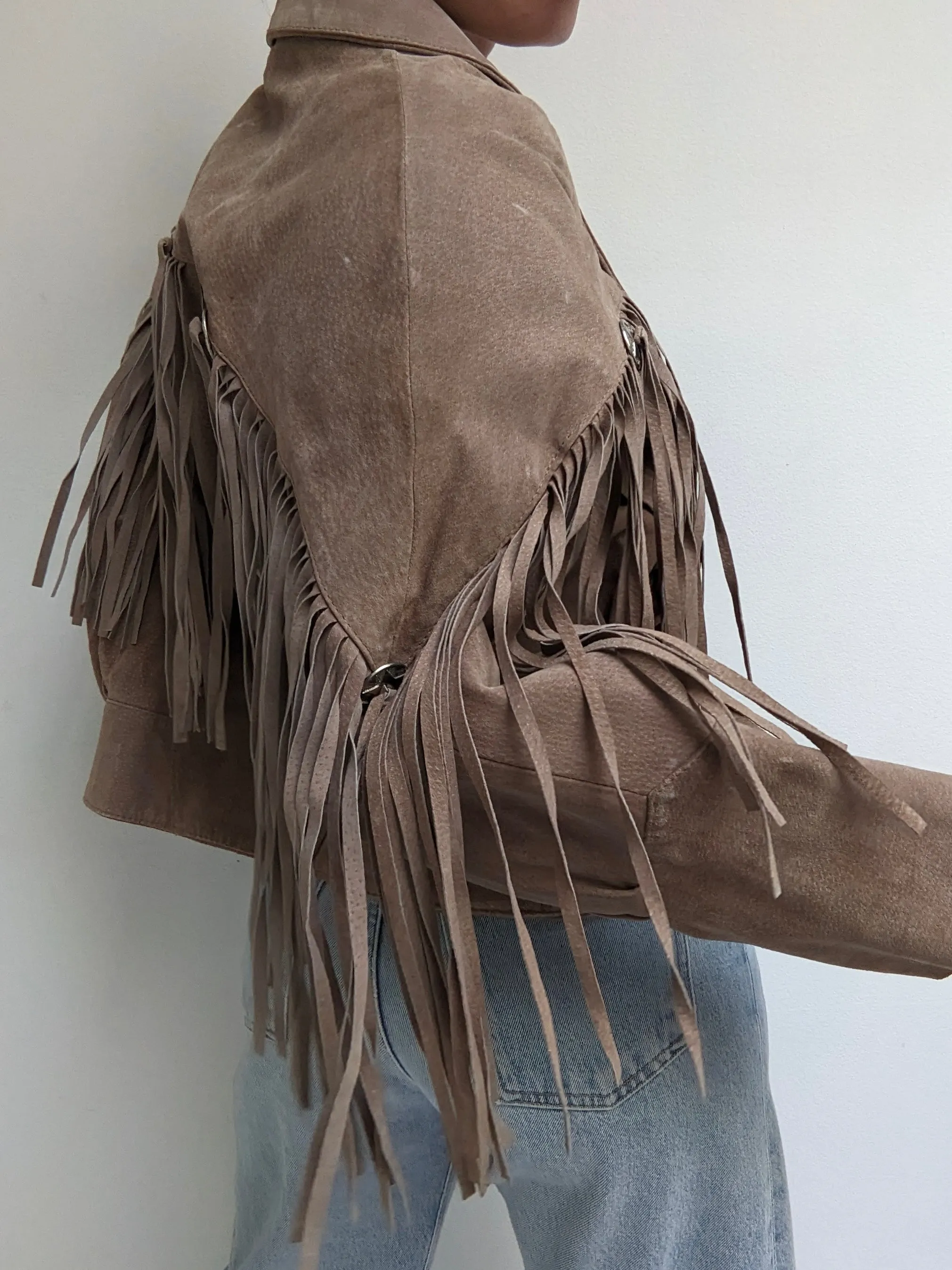 Vintage Amaretto Fringed Suede Jacket